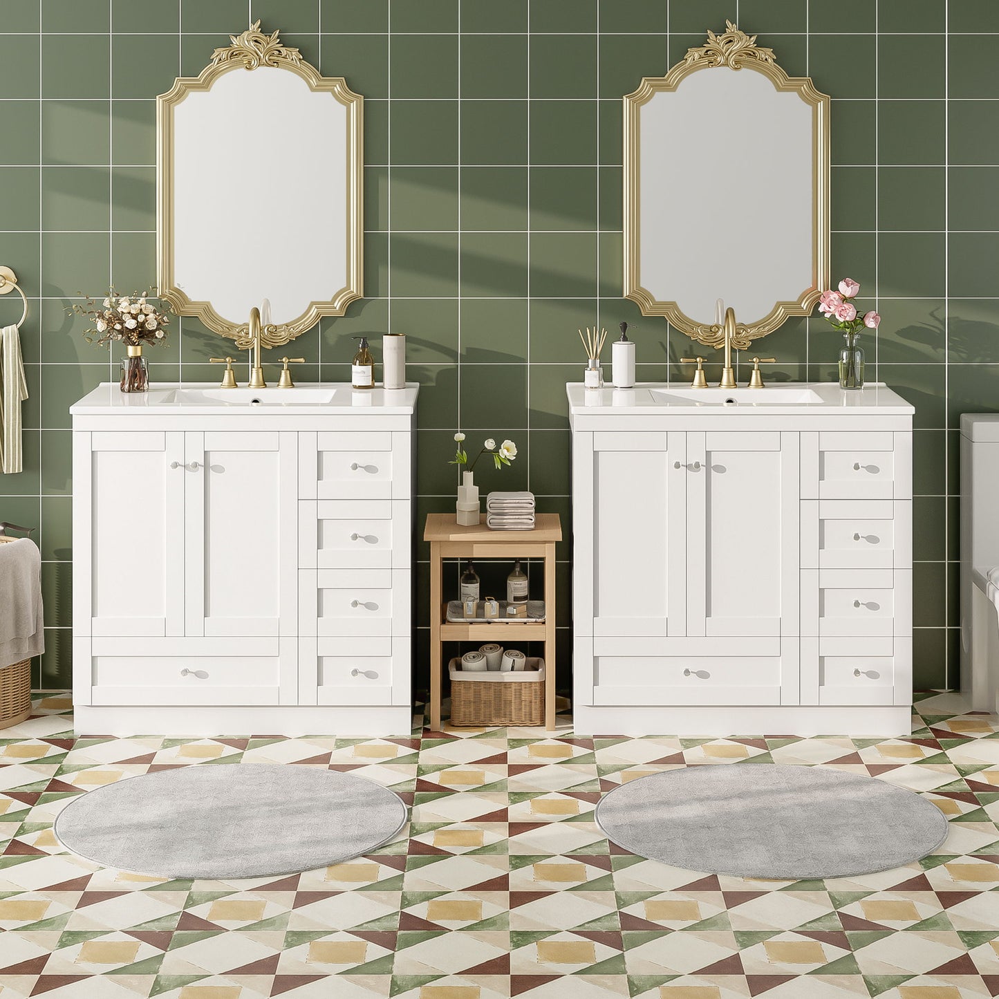Shaker Free Standing Bathroom Vanity Cabinet With Sink, Soft Close Drawers, Soft Close Doors
