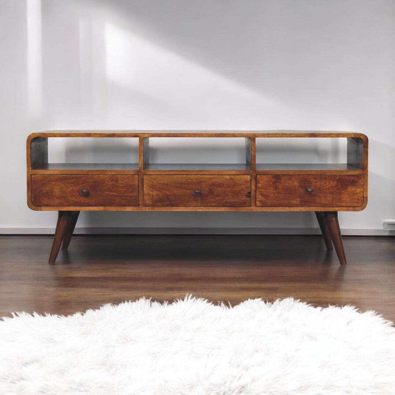 Trio Curved Media Unit - Antique Bronze