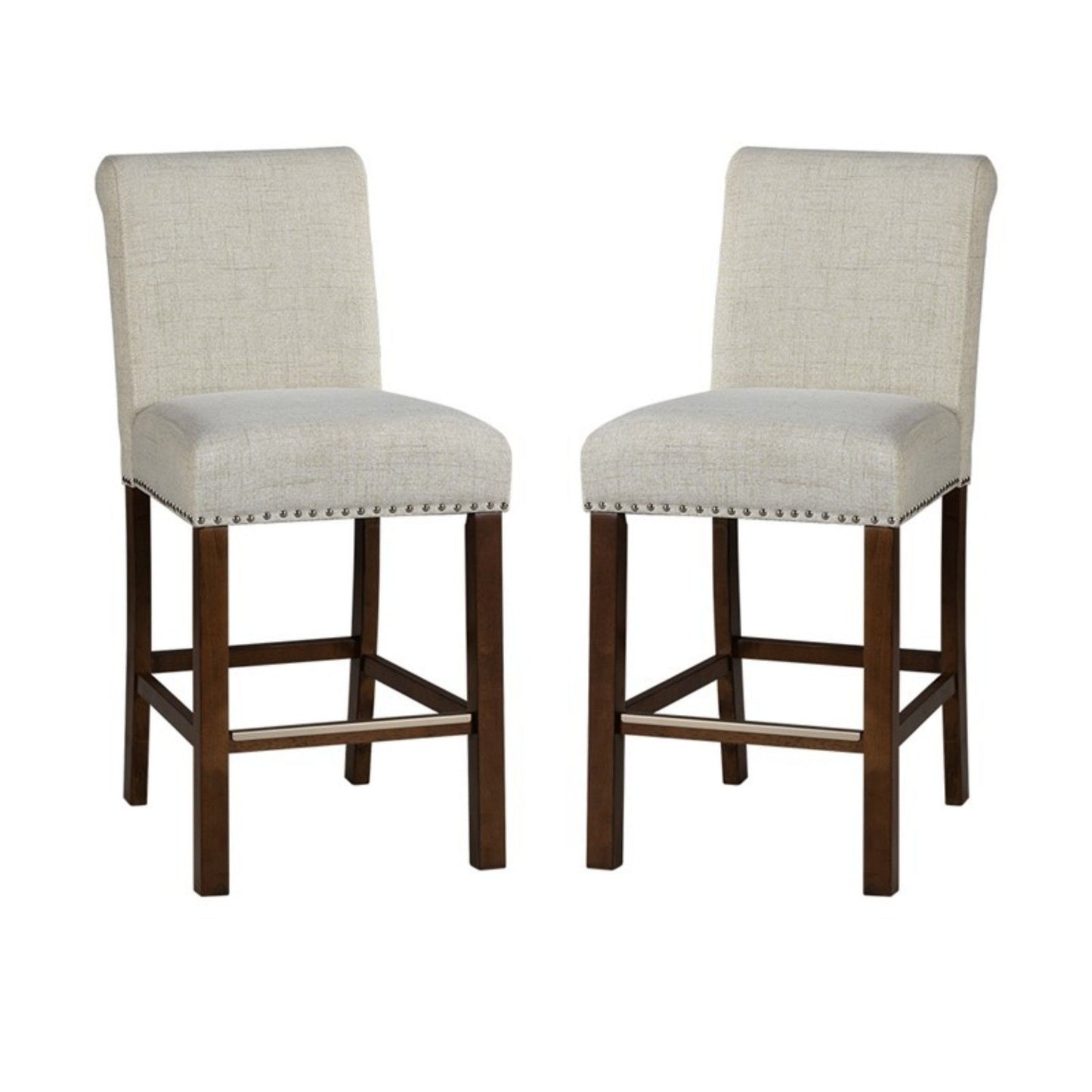 Upholstered Counter Stool With Nailhead Trim (Set of 2)