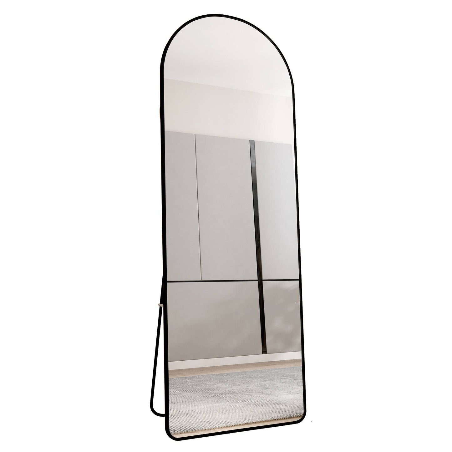 Modern Aluminum Alloy Metal Frame Arched Floor Mirror