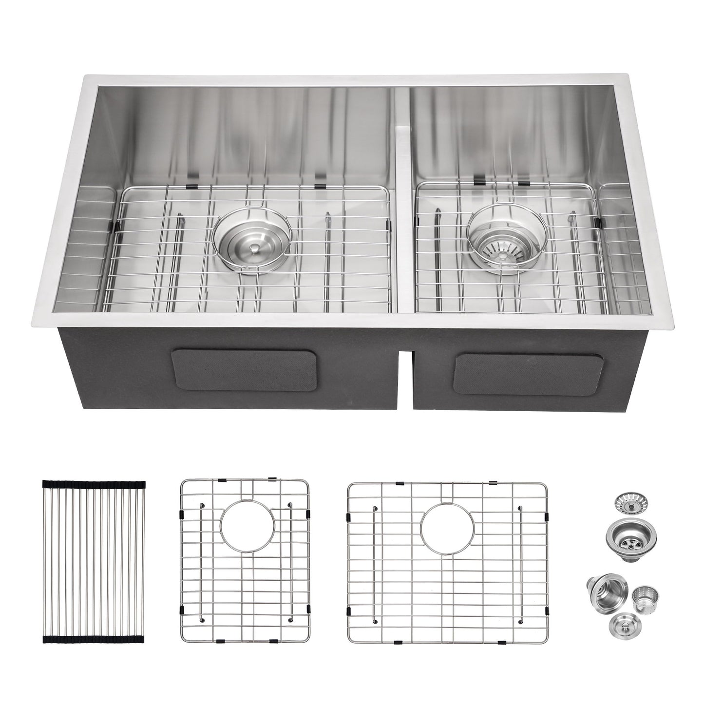 Modern Double Bowl Undermount Kitchen Sink 50 / 50 Design Stainless Steel