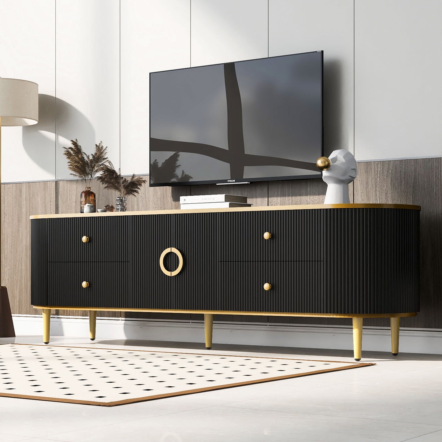 Modern TV Stand With 4 Drawers And 1 Cabinet