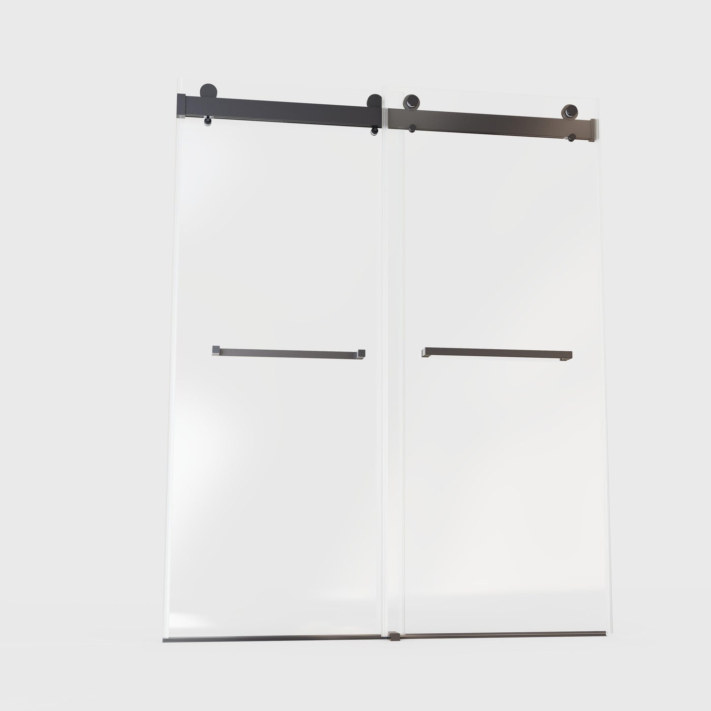 Frameless Double Sliding Soft-Close Shower Door In Matte, 3 / 8" (10Mm) Thick SGCC Tempered Glass Door - Black