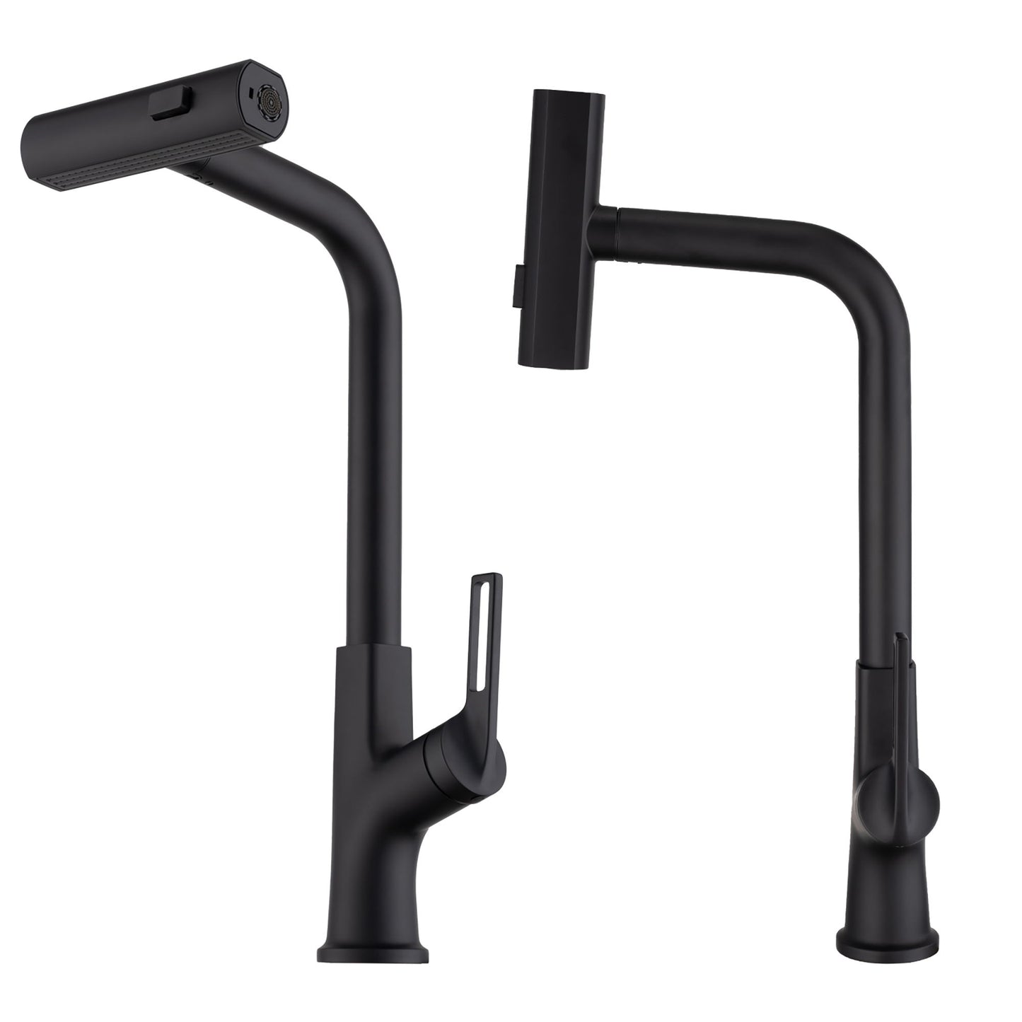 Kitchen Waterfall Faucet With Pull Down Sprayer, Single Handle, 360 Degree Rotating