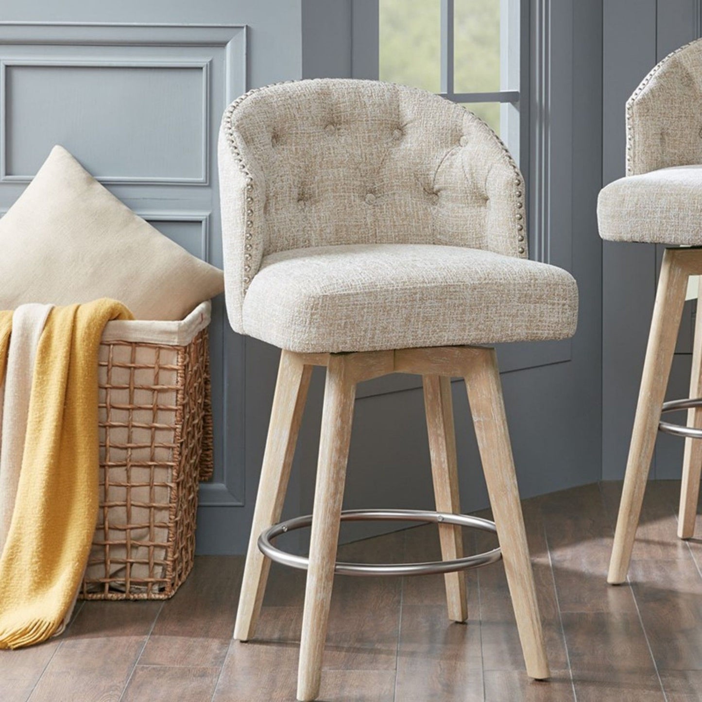 Onyx - 360 Degree Swivel Counter Stool - Cream
