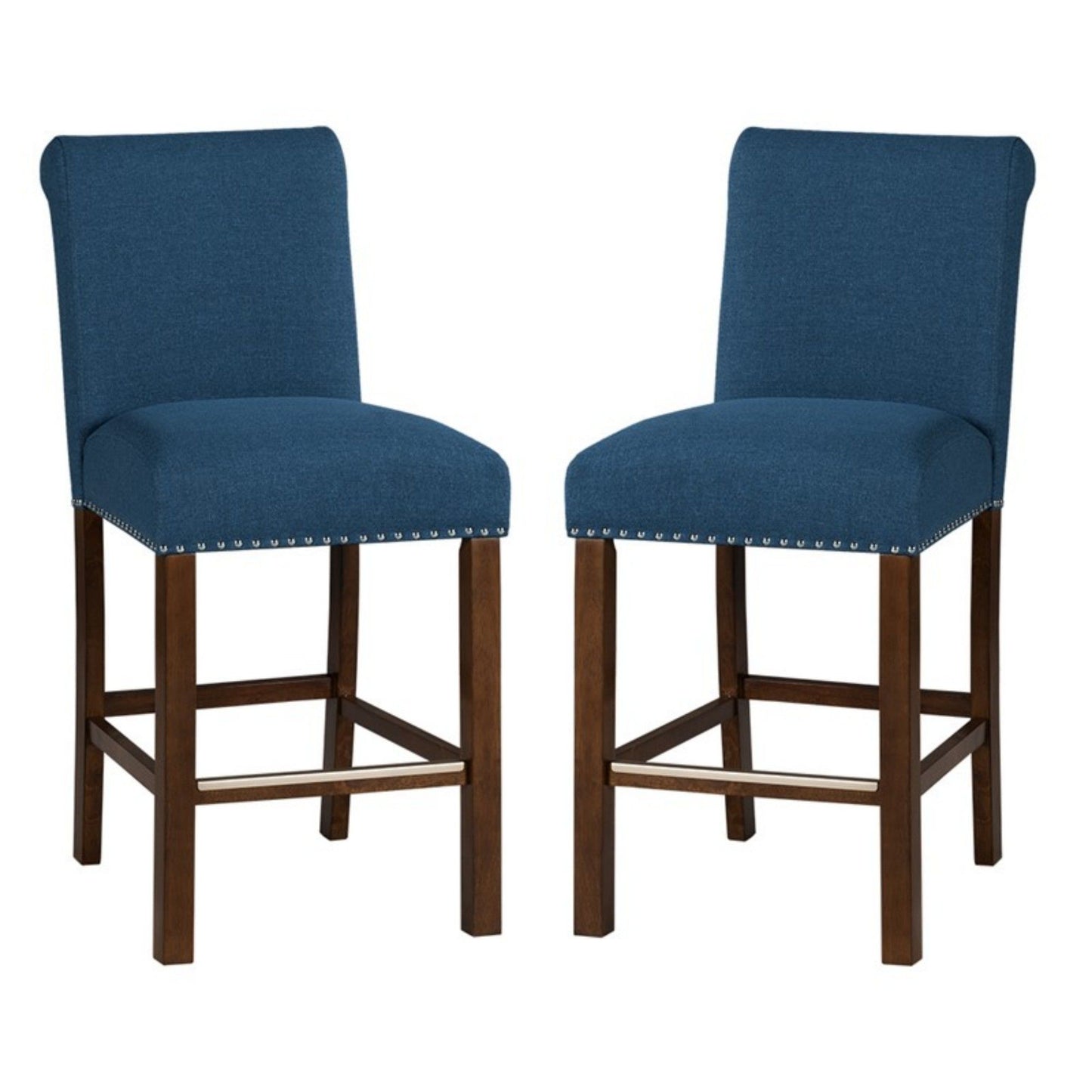 Upholstered Counter Stool With Nailhead Trim (Set of 2)
