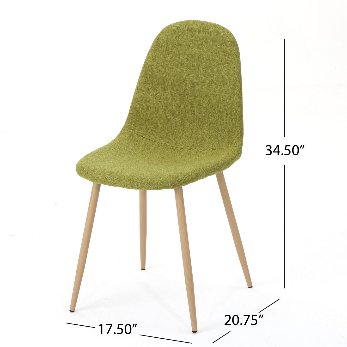 Contemporary Dining Chair Set With Upholstered Fabric And Iron Legs - Green / Light Brown
