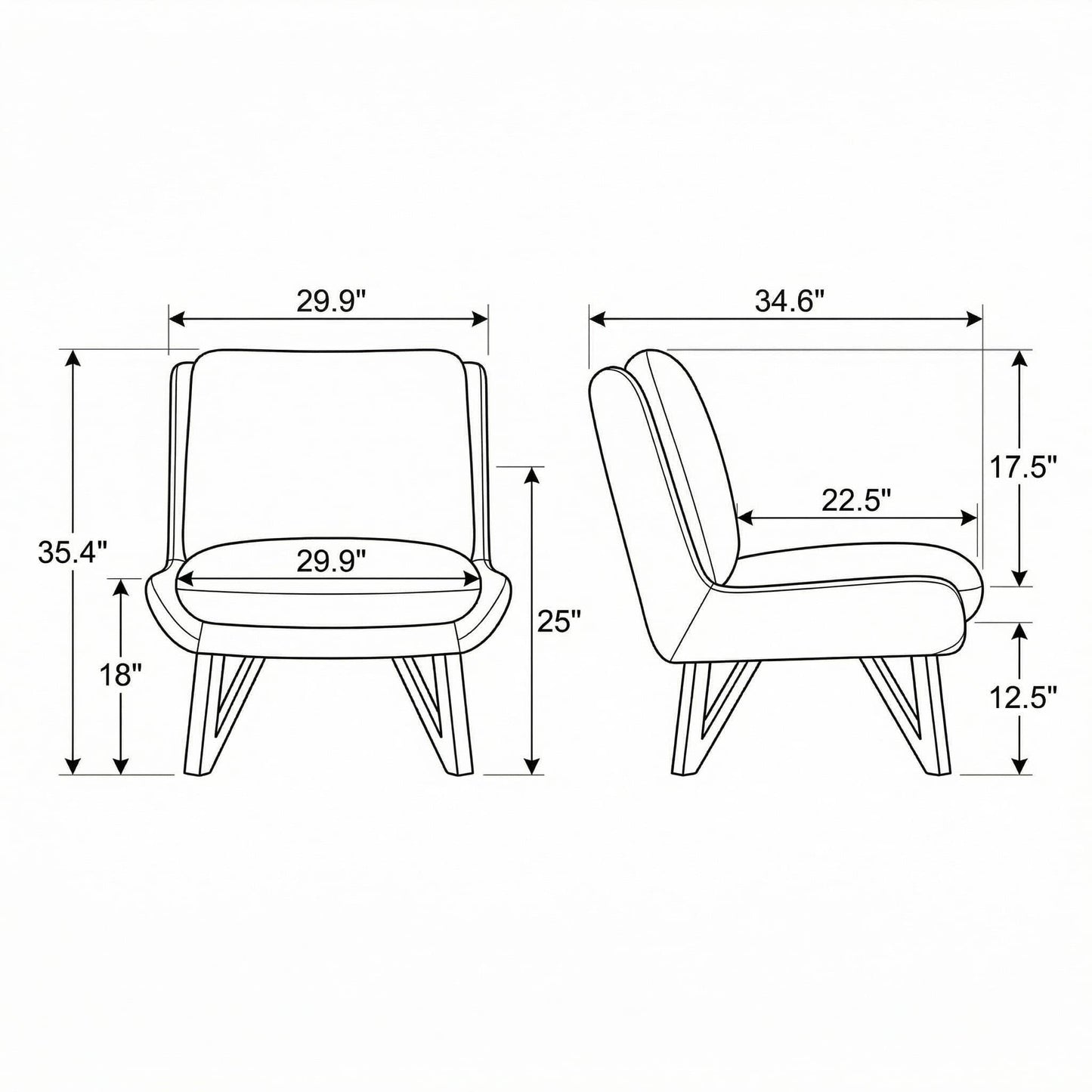 Armless Accent Chair - Gray