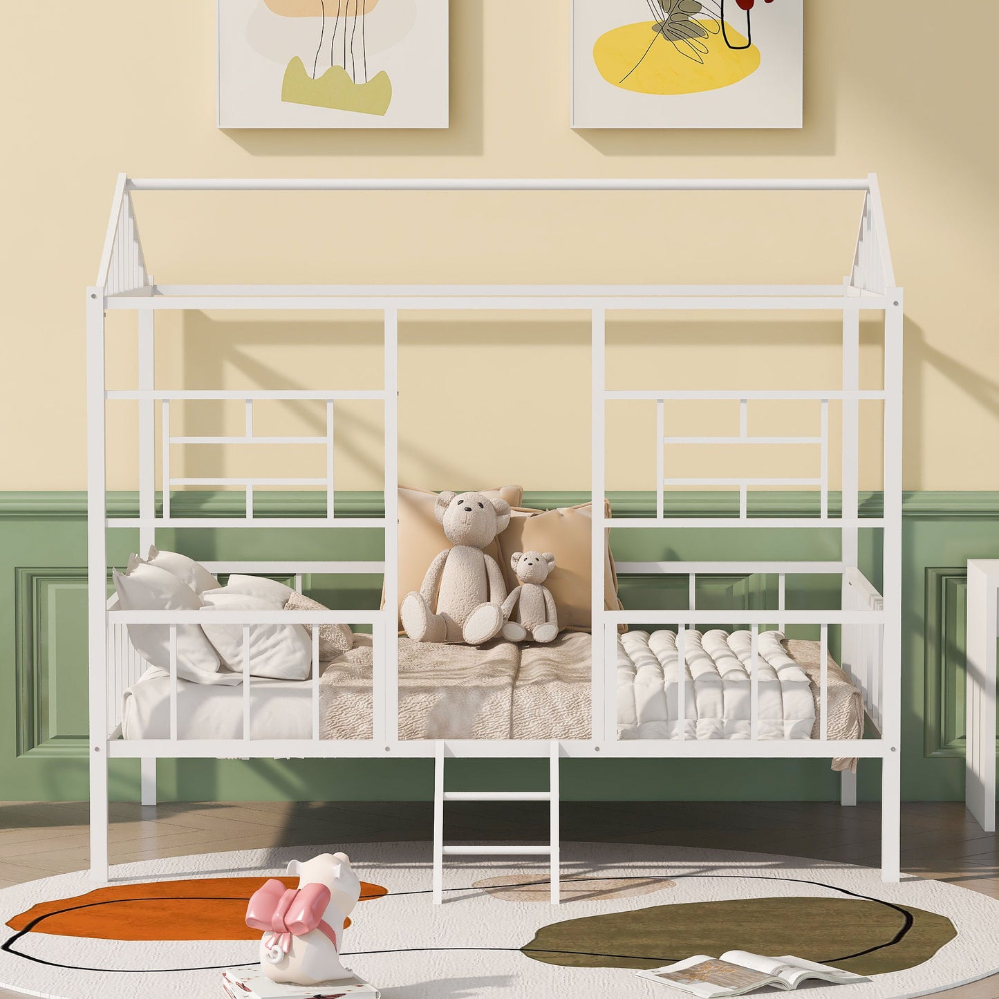 House Bed Frame With Slatted Support, No Box Spring Needed
