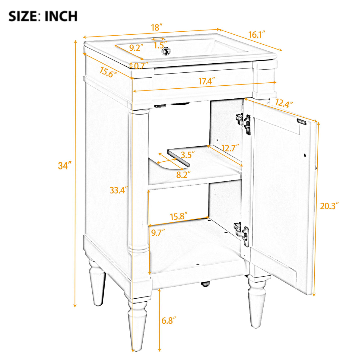 Bathroom Vanity With Sink, Storage Cabinet With Door, Freestanding Small Space Design, Drop In Sink - Green