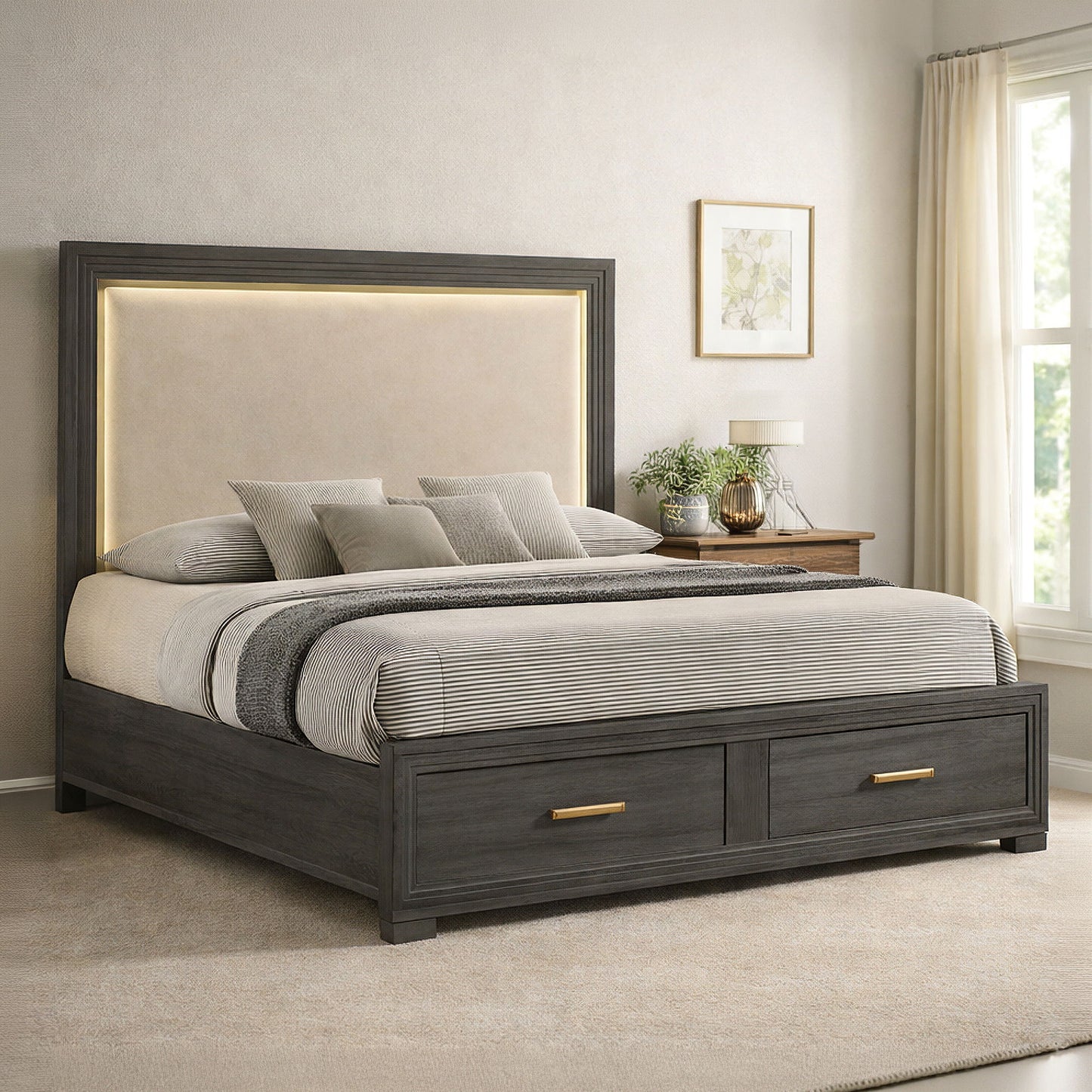 Colorado - Bed With Upholstered LED Headboard