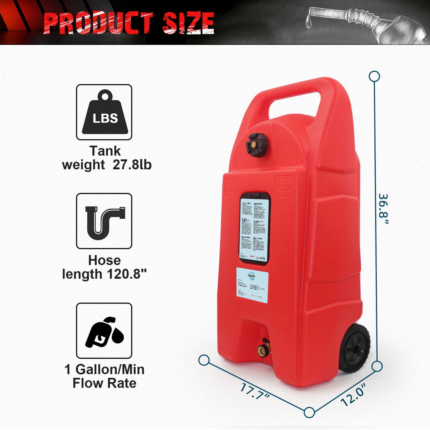 Gas Caddy With Wheels, Fuel Transfer Tank, Gasoline Diesel Can