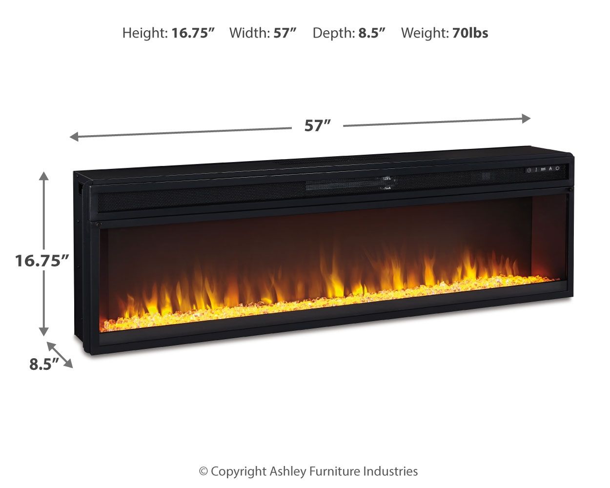 Entertainment Accessories - Black - Wide Fireplace Insert