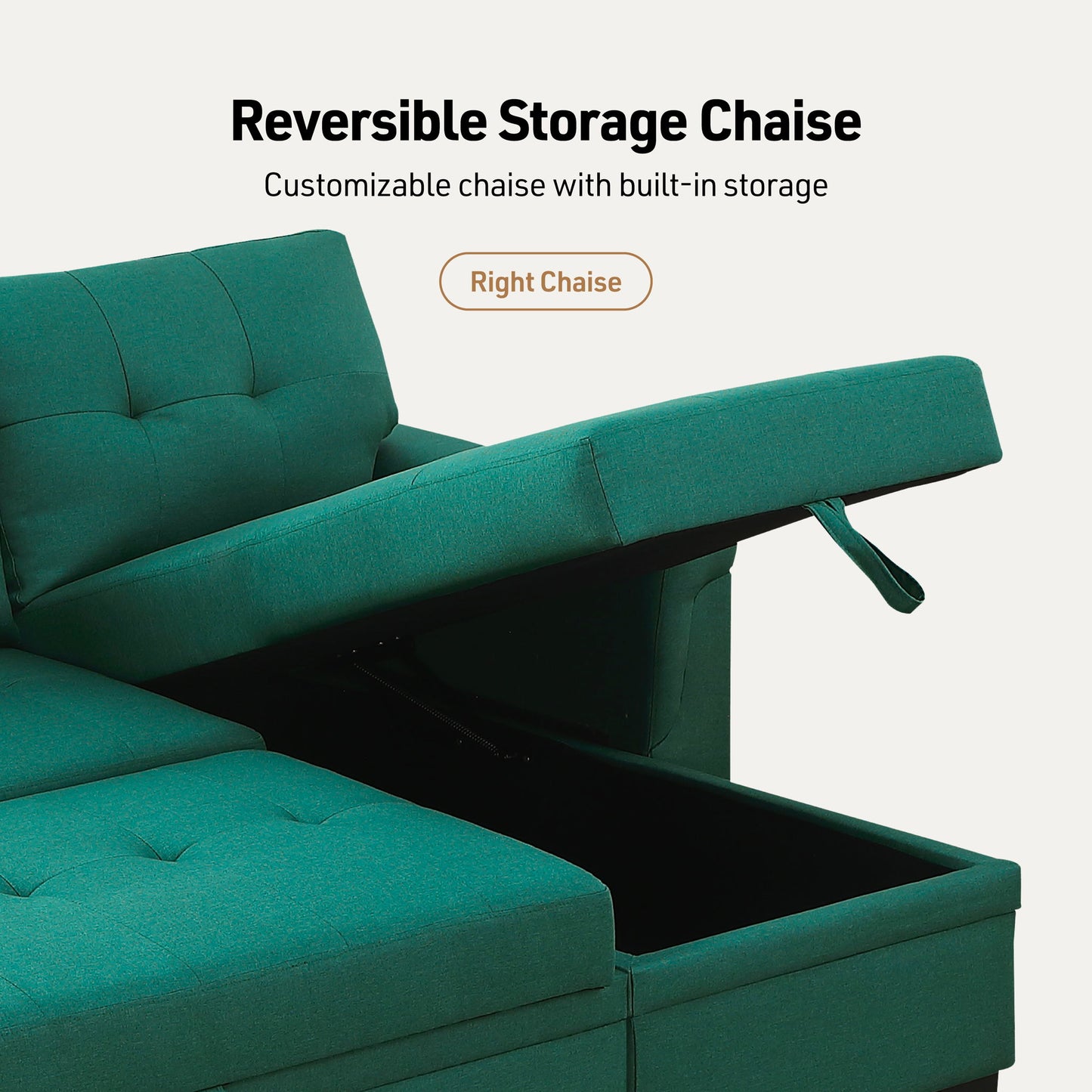 Lucca - Linen Reversible Sleeper Sectional Sofa With Storage Chaise