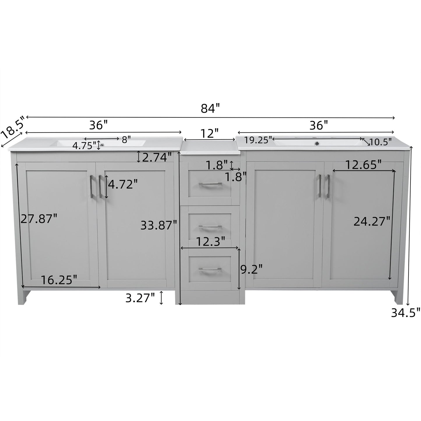 Double Sink Bathroom Vanity With Quartz Countertop