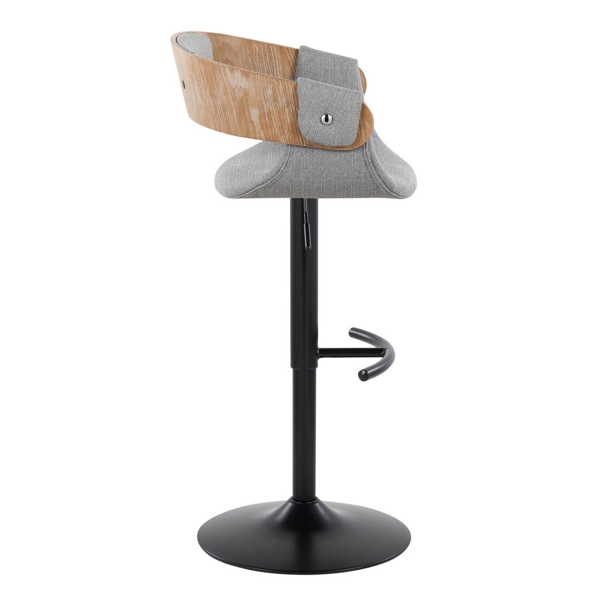 Elisa - Adjustable Barstool With Swivel & Rounded T Footrest (Set of 2) - Gray - Fabric