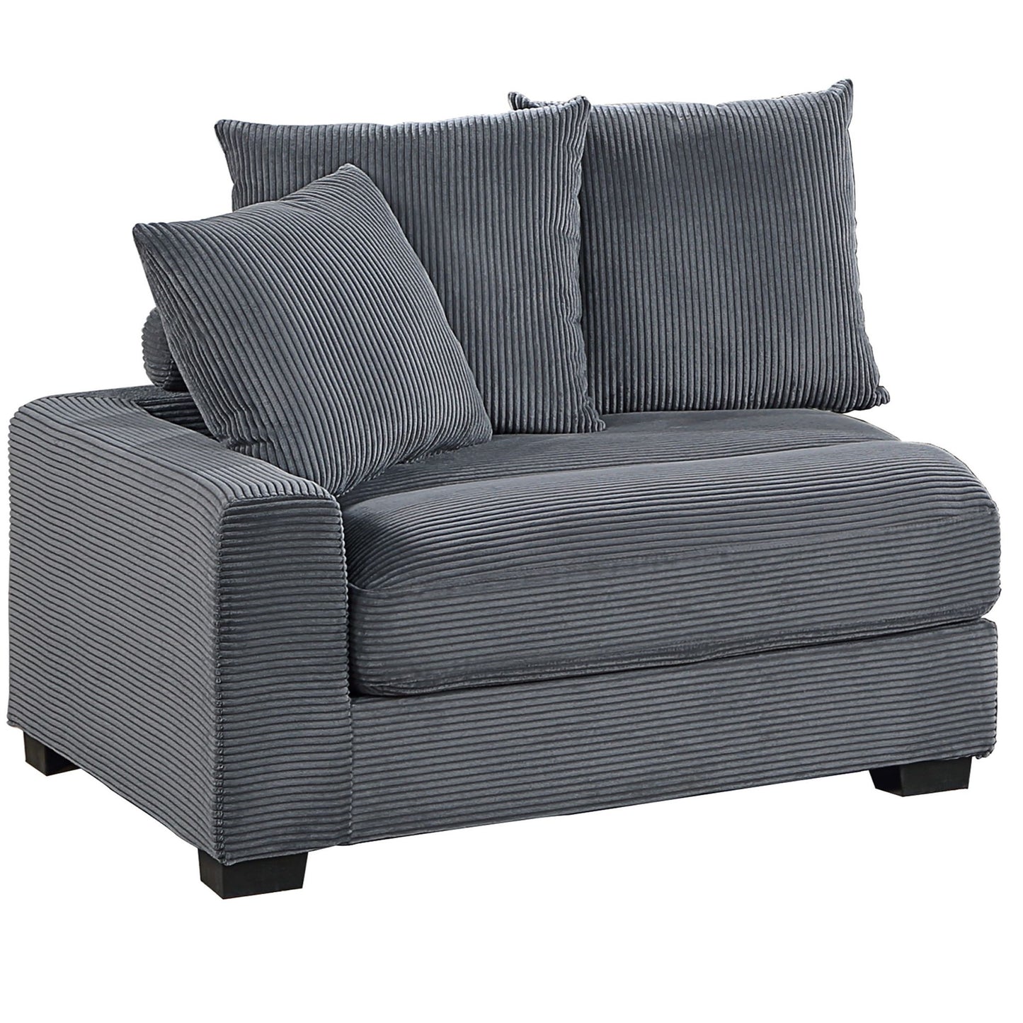 5 Piece Modular Sectional Set Couch With LAF & RAF Chairs, Living Room Furniture - Dark Gray