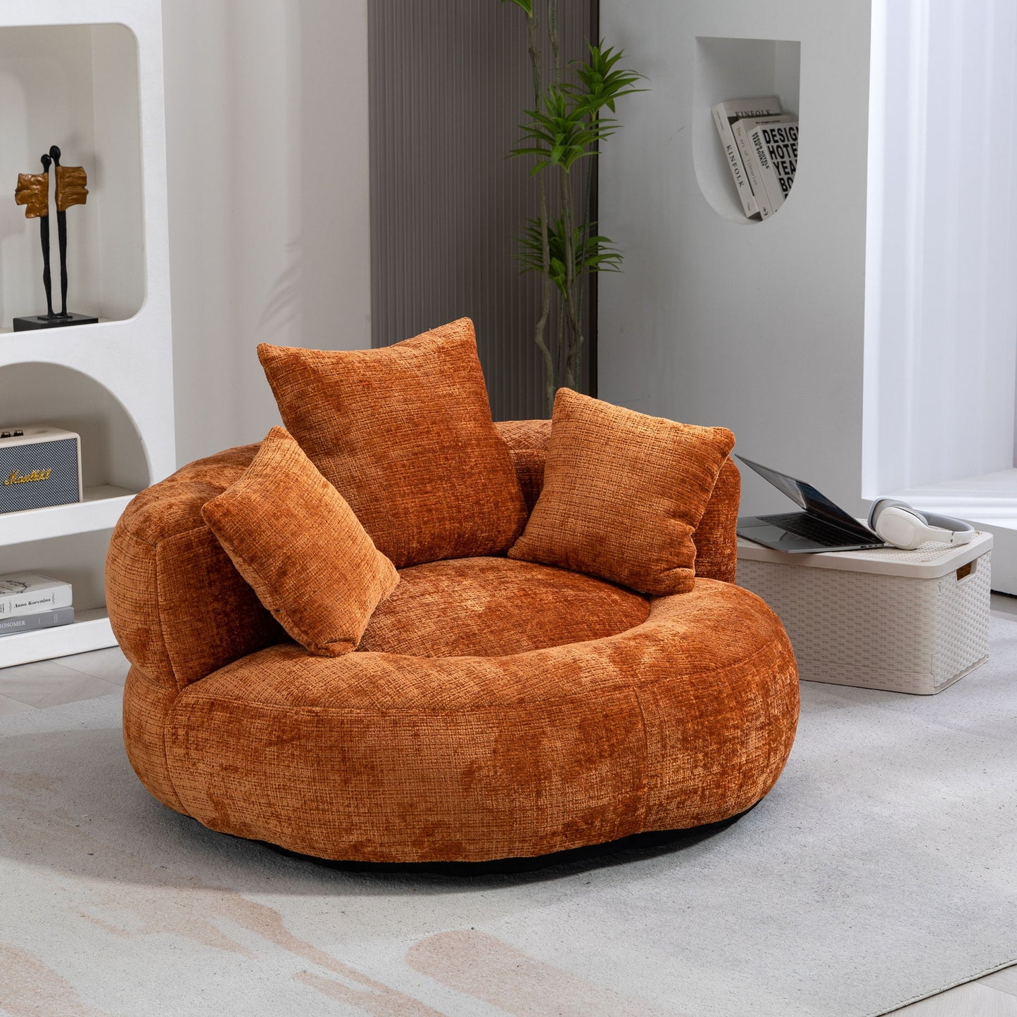 Lazy Sofa High Back Bean Bag Chair Couch With 3 Pillows