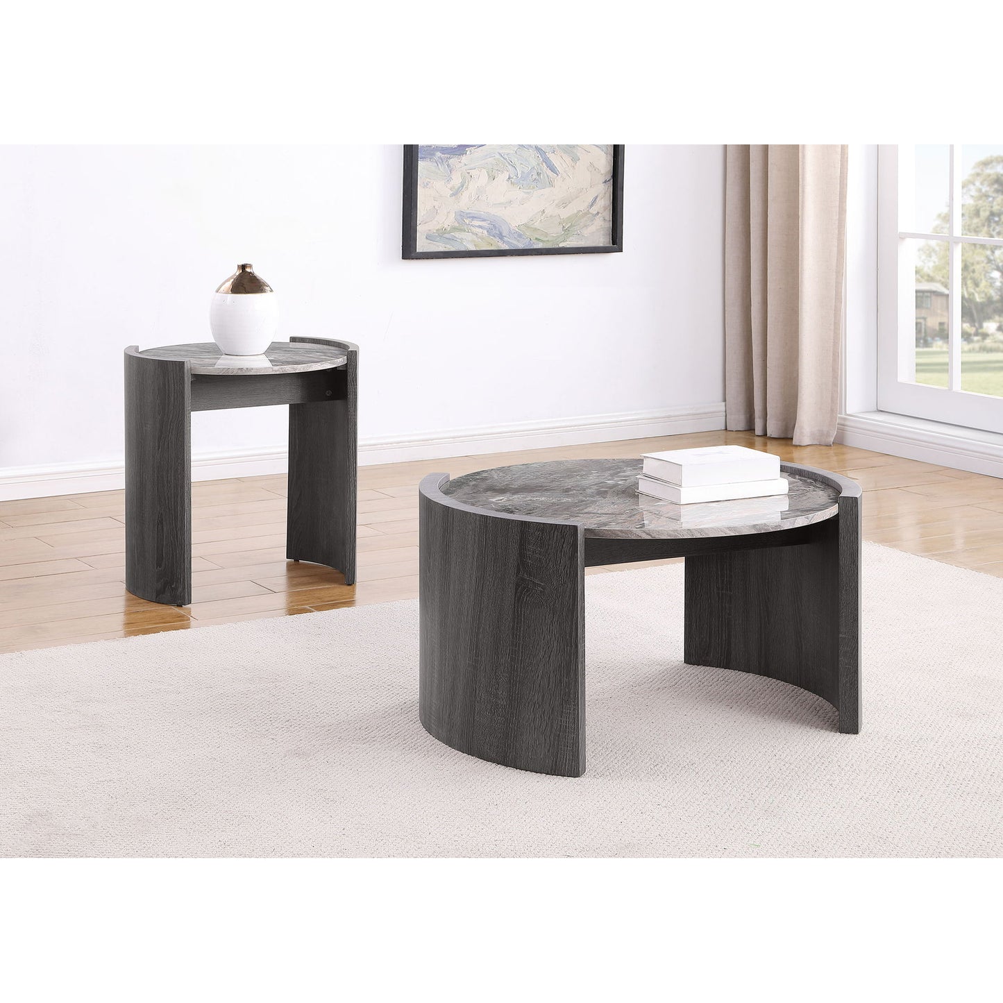 Zende - Round End Table - Gray