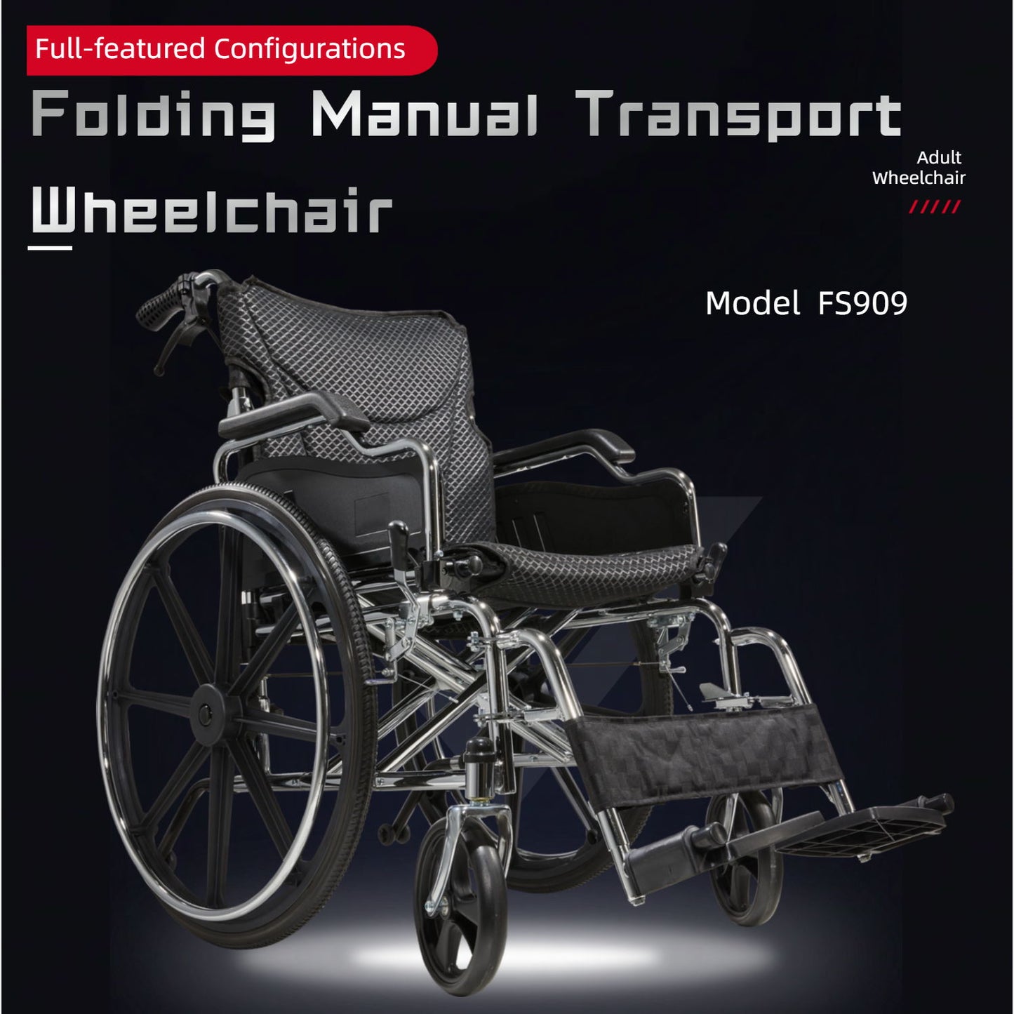 Heavy-Duty Manual Wheelchair For Adults With Double X Force Support