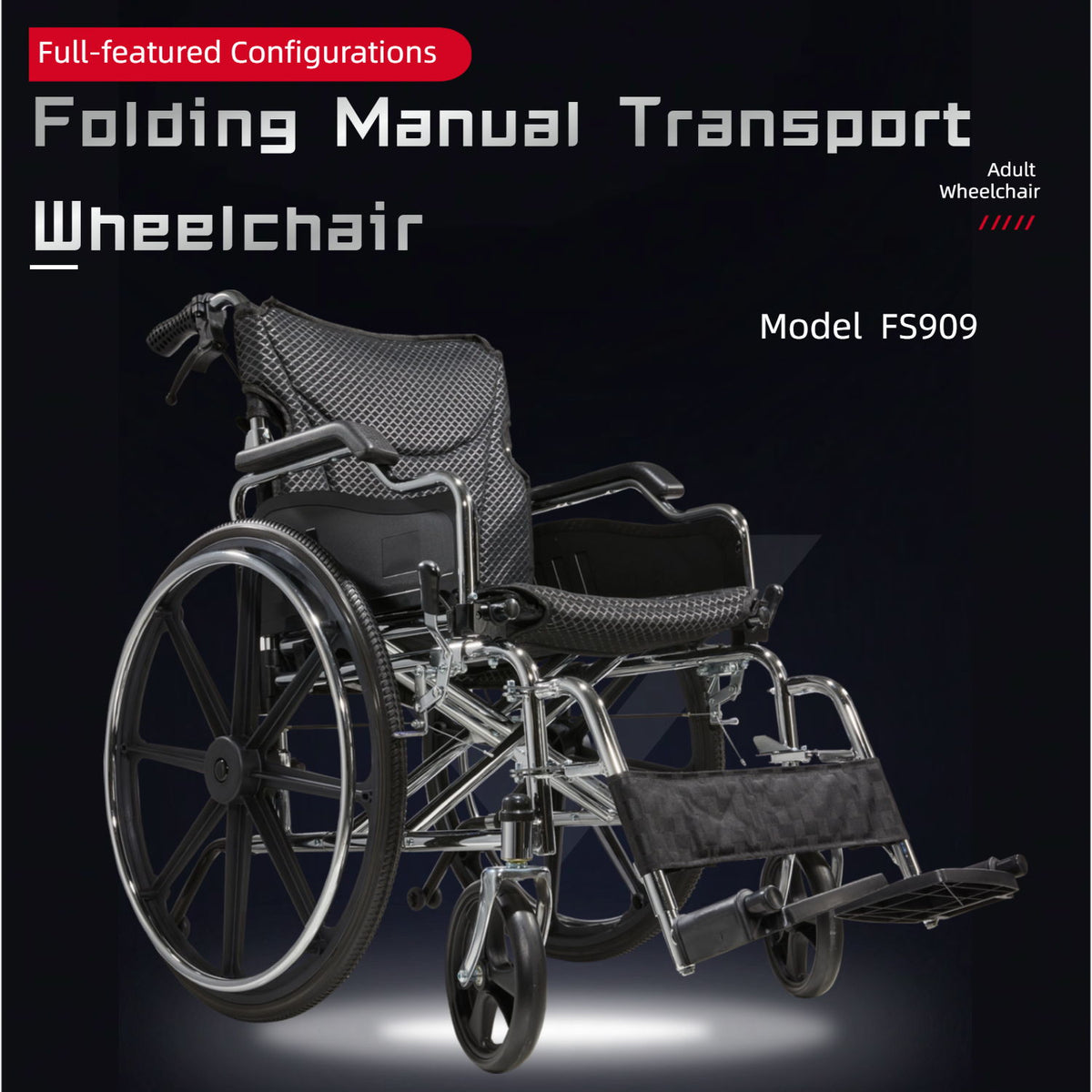 Heavy Duty Manual Wheelchair With Double X Force Support 24" Non Inflatable Tires Foldable Transport Wheelchair With Quick Release Wheels 350Lbs Capacity - Black / Silver