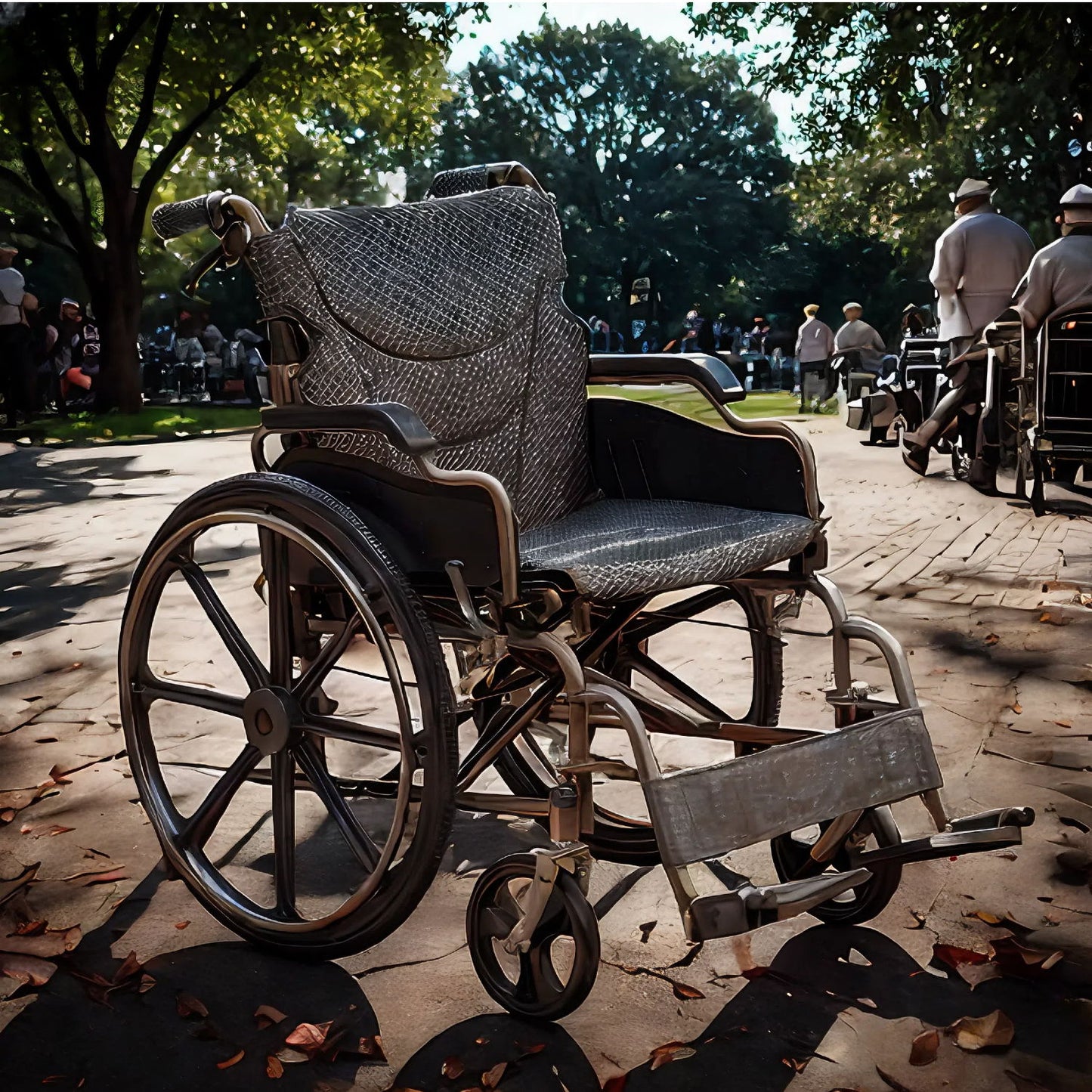 Lightweight Wheelchair Foldable For Adults, Manual Transport Chair With Double Brakes