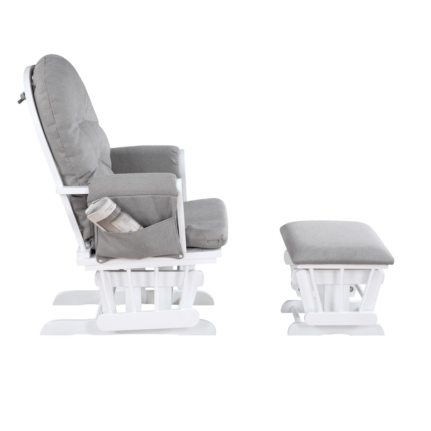 Mason - Glider And Ottoman White Wood - Gray