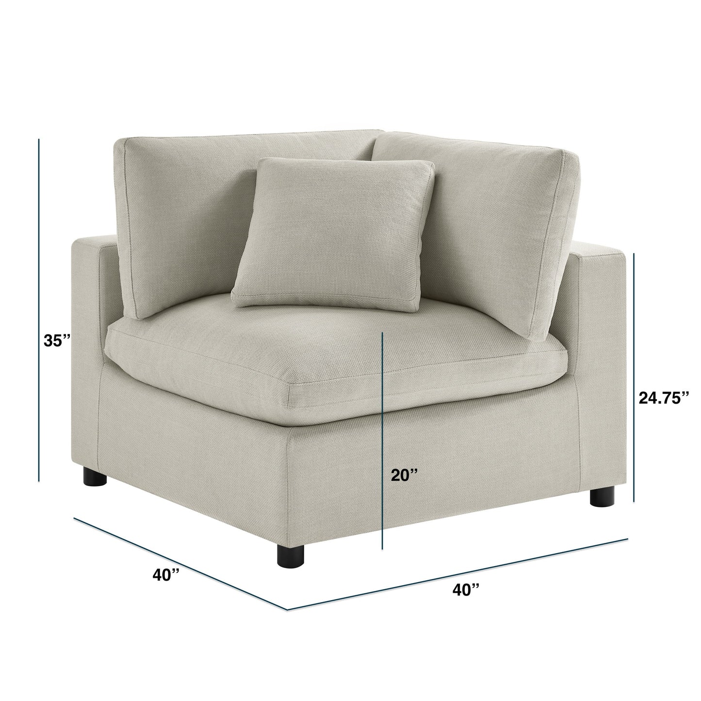 Cassandra - Corner Wedge Chair - Beige