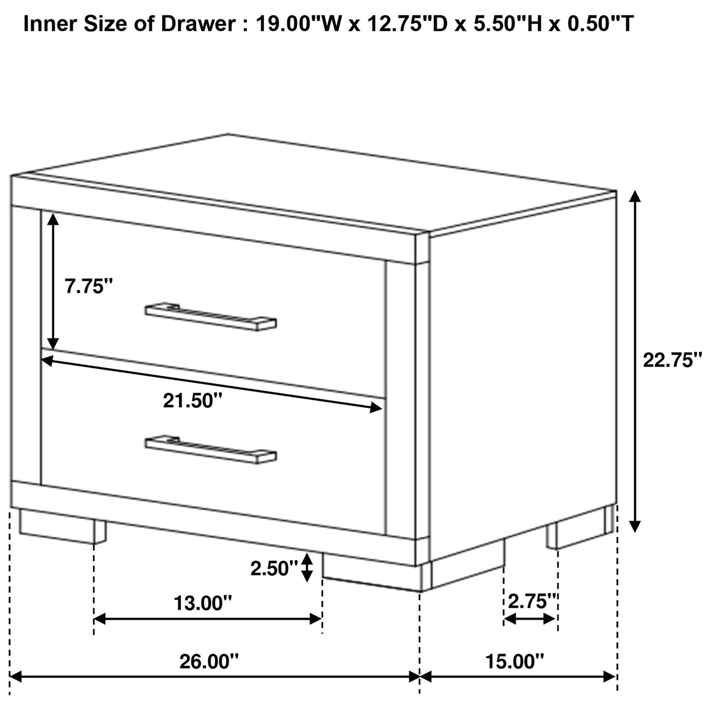 Polk - 2 Drawer Nightstand With Slim Handles - Cappuccino