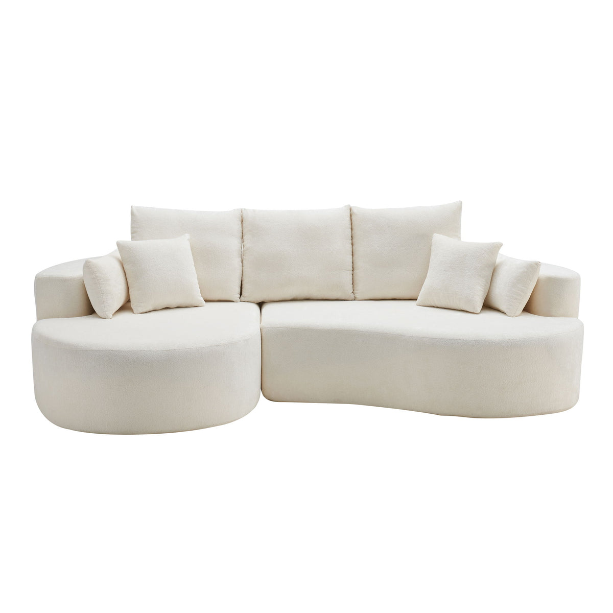 2 Piece Fabric Cloud Curved Sectional Sofa With Chaise For Living Room Bedroom Apartment - Snow White