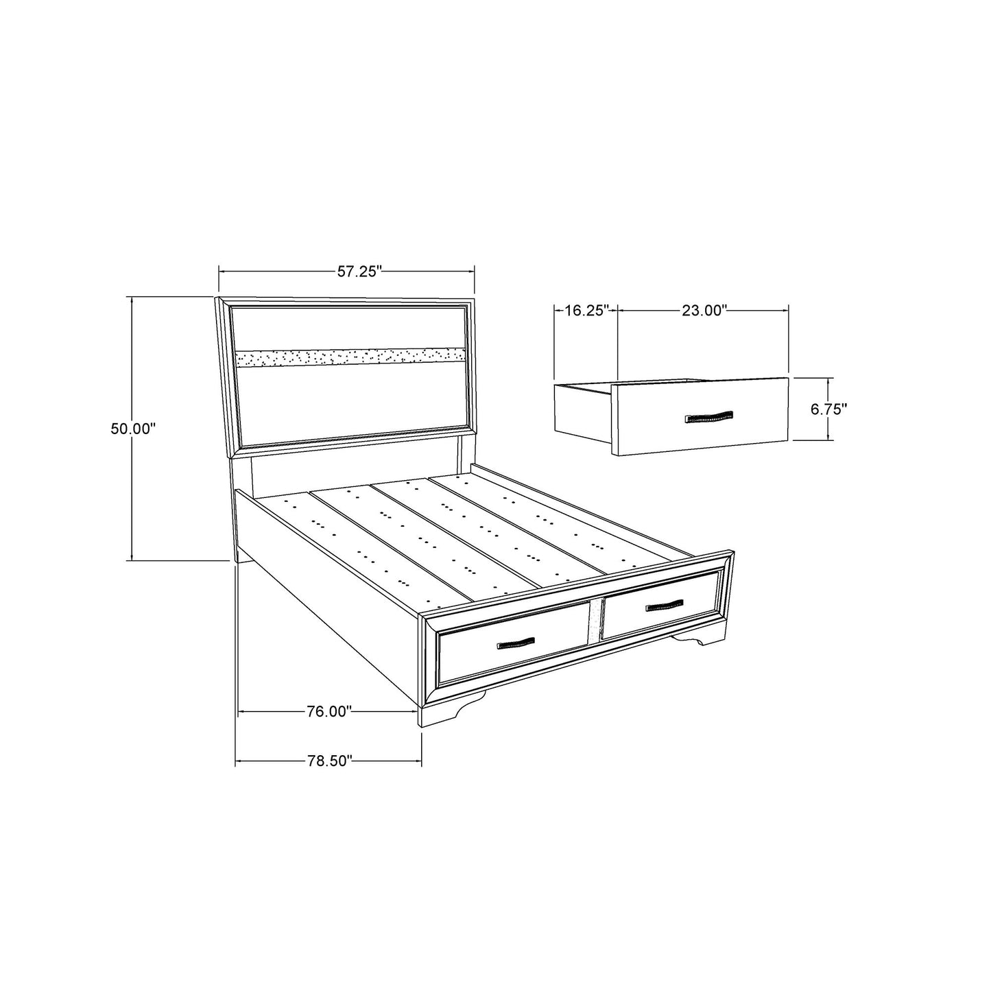 Ryder - Bed With Panel Headboard, 2 Drawer Footboard