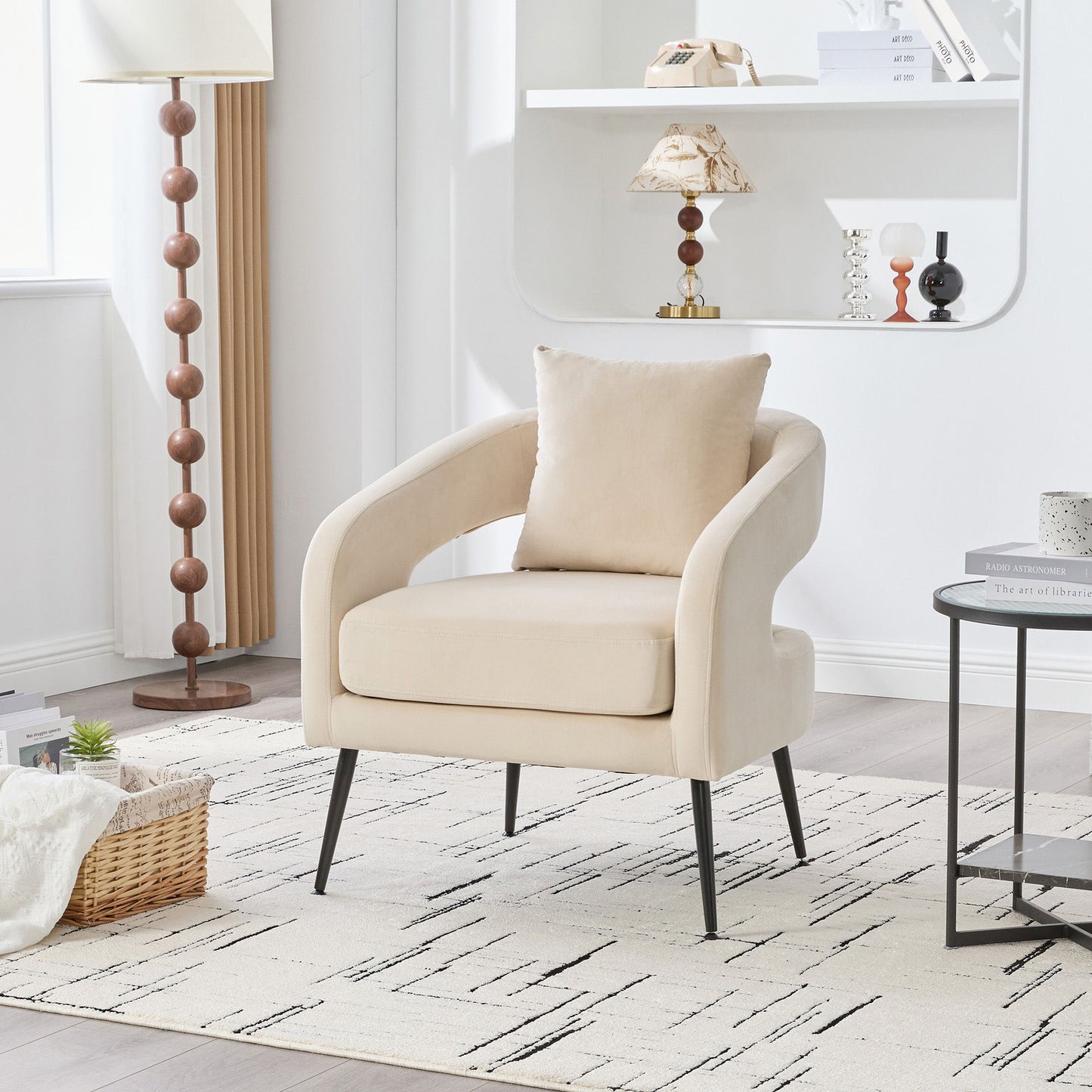 Open Back Accent Chair, Round Sofa Lounge Armchair