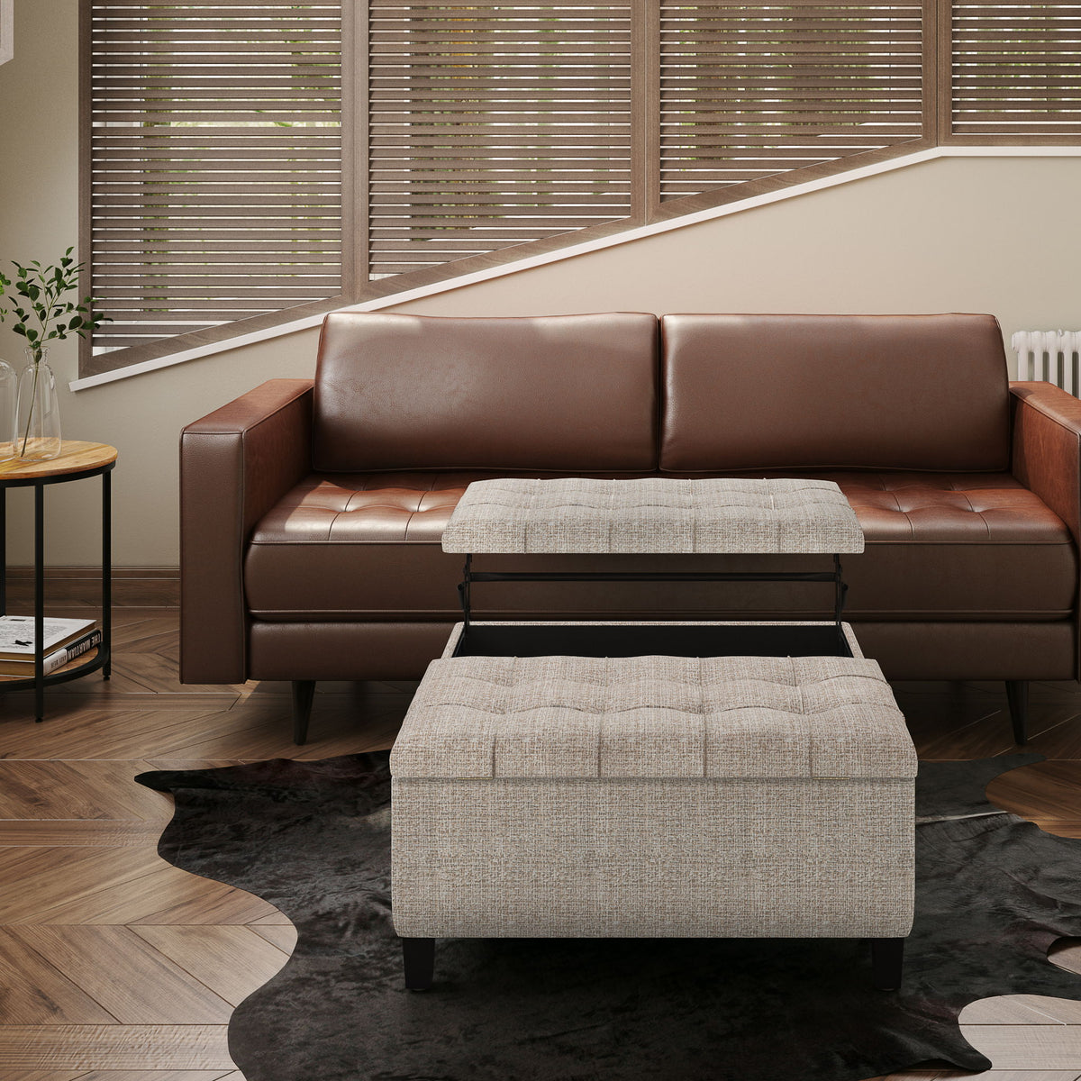 Harrison - Coffee Table Storage Ottoman - Silver