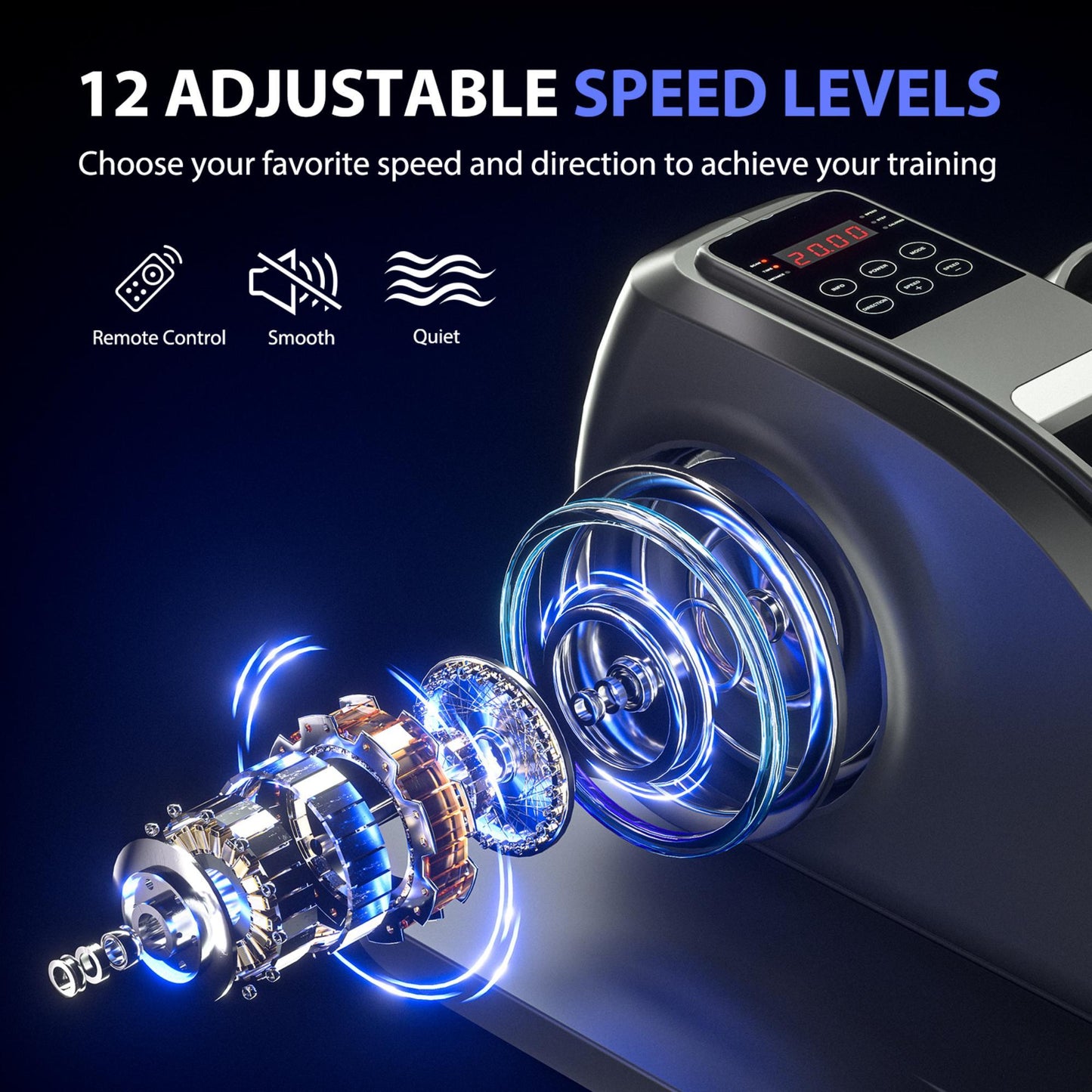 Under Desk Elliptical Machine, Quiet & Portable Electric Seated Pedal Exerciser With Remote Control & Adjustable Speeds - Black