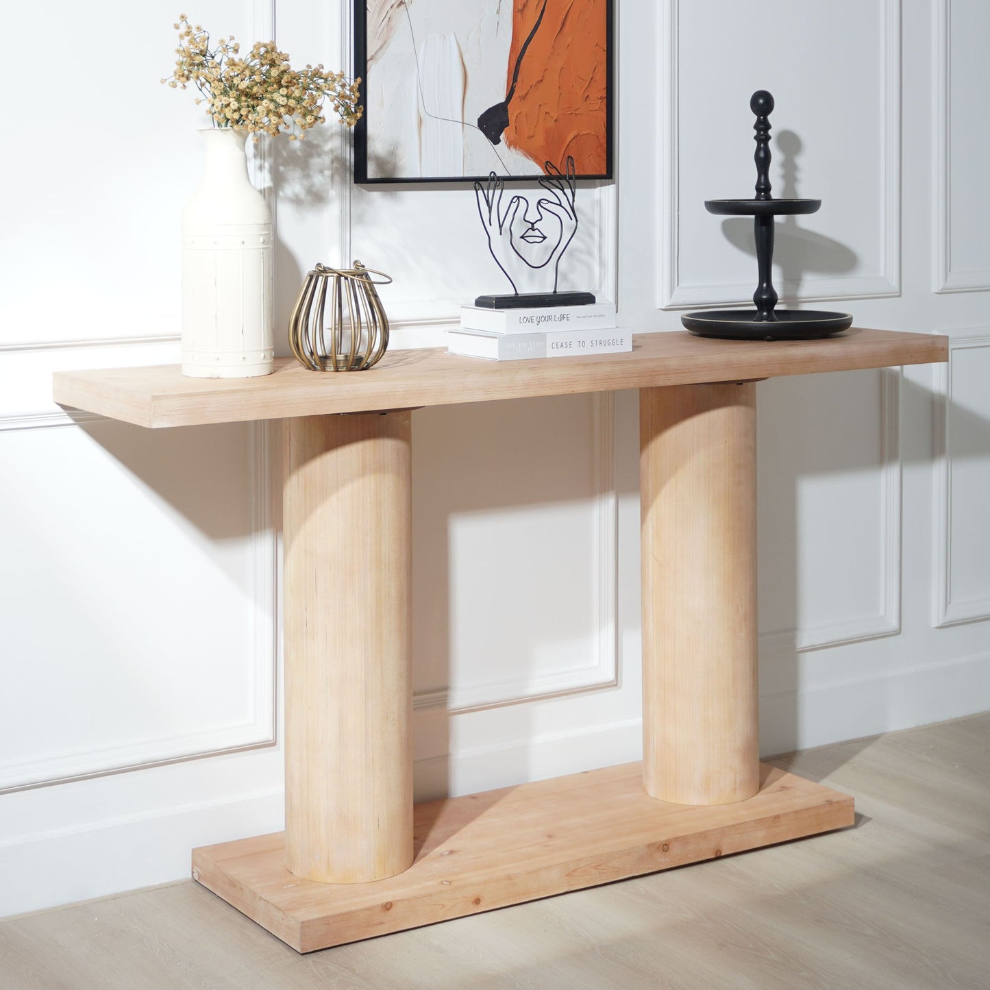 Double Cylinder Base Console Table For Living Room - Multi