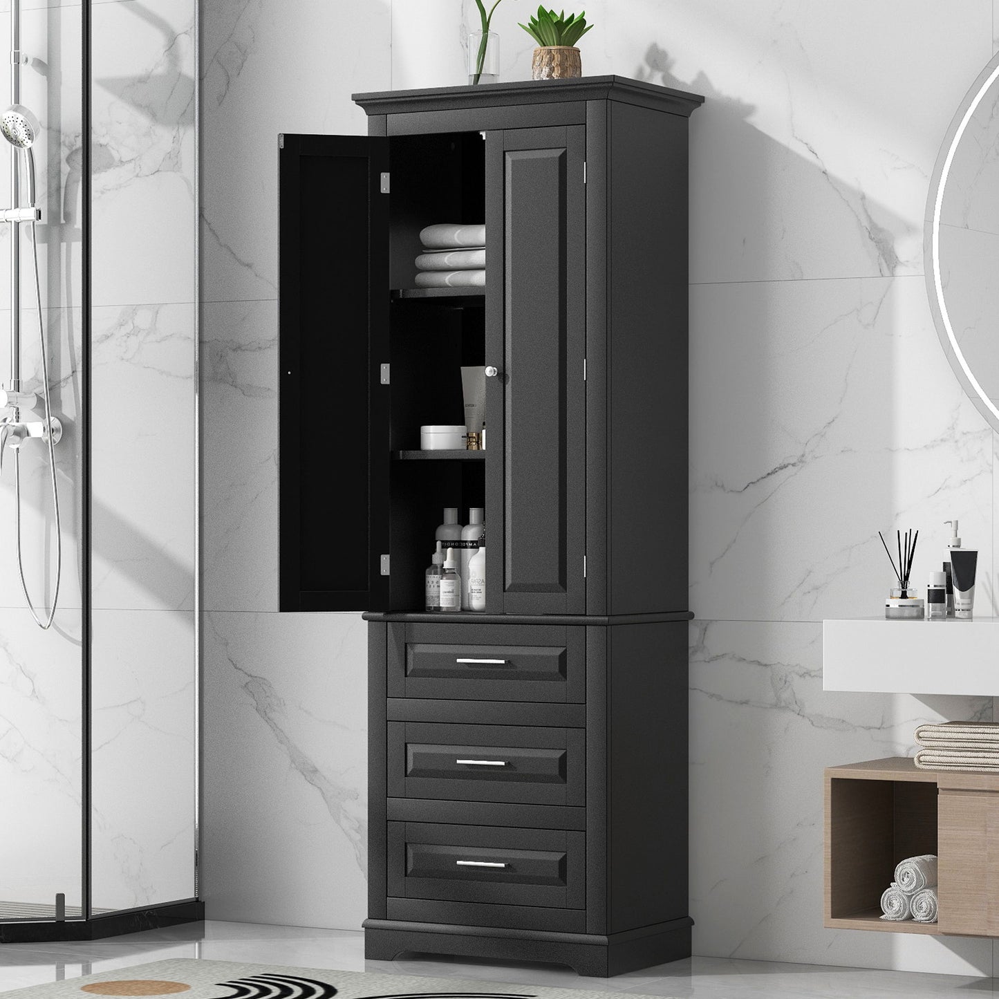 Storage Cabinet With 3 Drawers For Bathroom