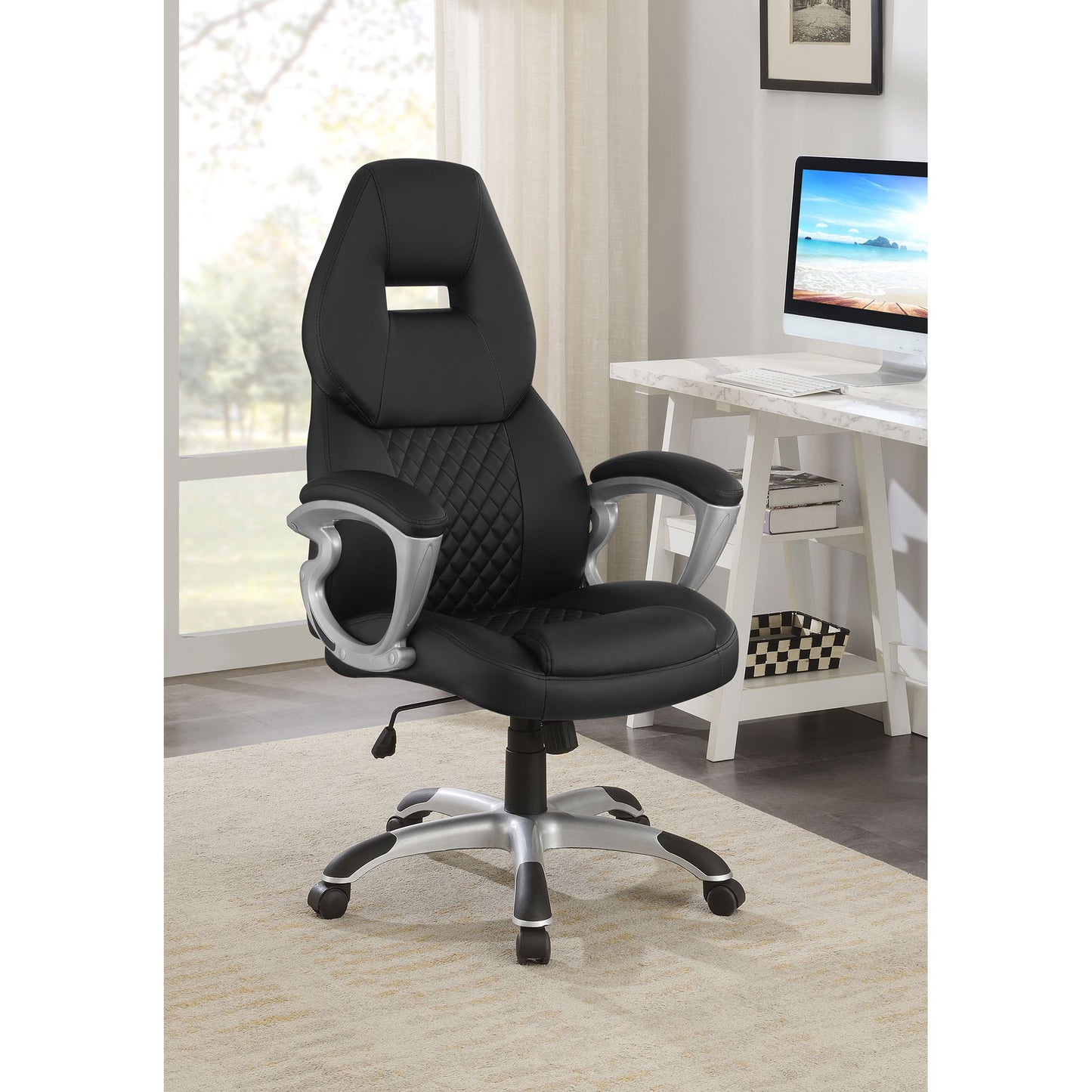 Bruce - Upholstered Adjustable Home Office Chair With Ergonomic Support And Smooth Swivel Function - Black