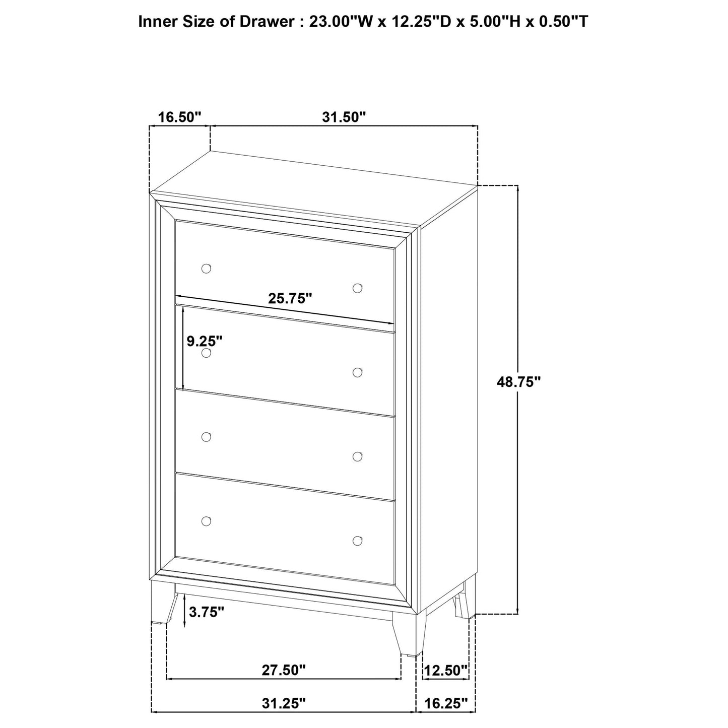 Anza - 4 Drawer Chest Storage Solution - Walnut