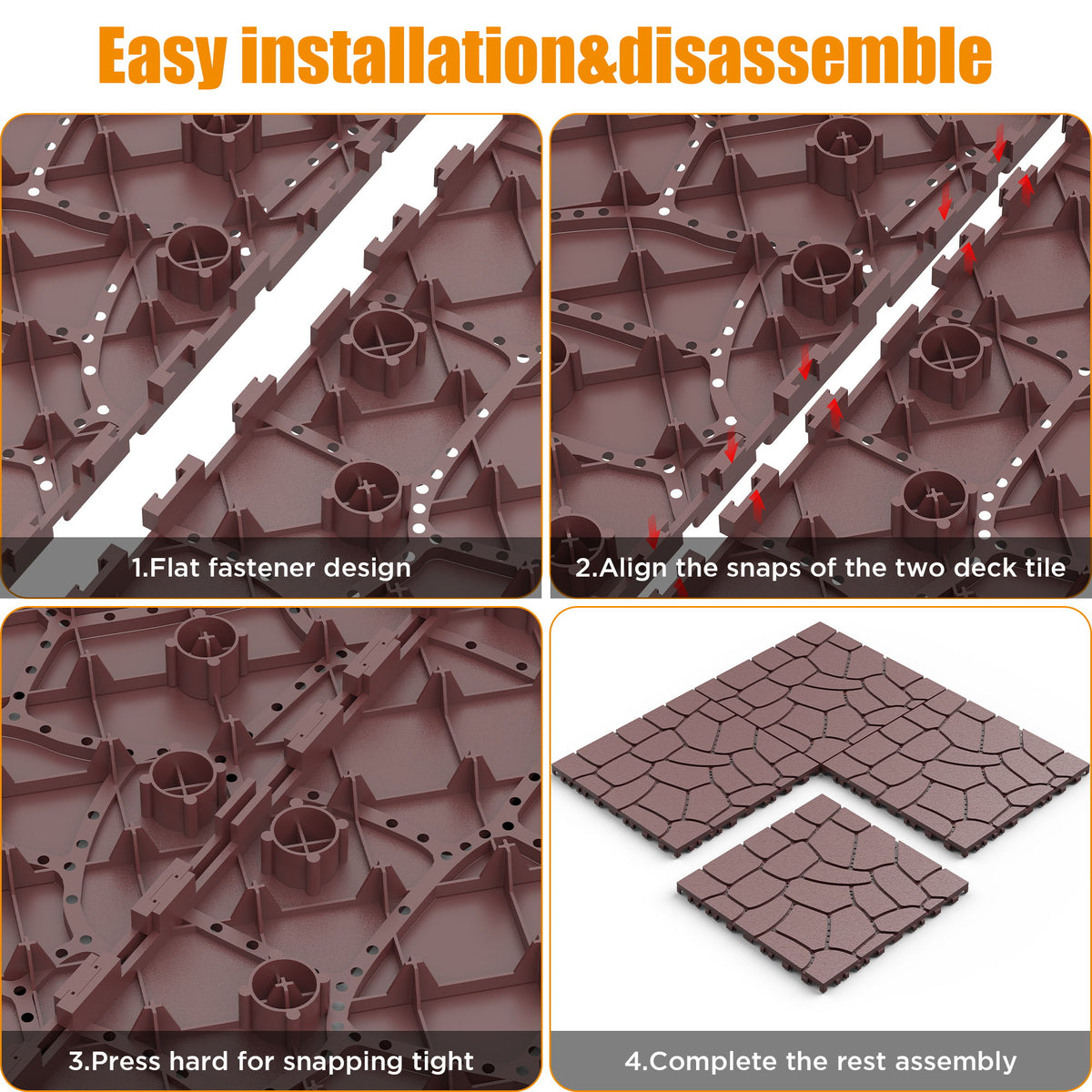 New Stone Texture Patio Deck Tiles, Diy Interlocking Floor Tiles, Easy Installation