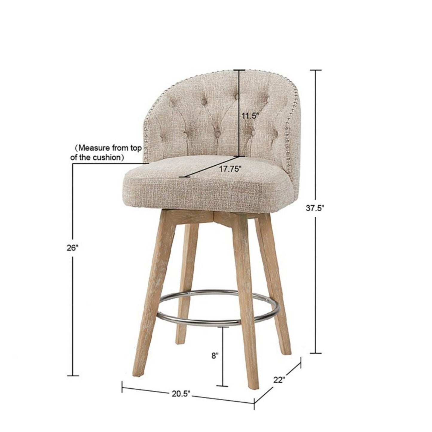 Onyx - 360 Degree Swivel Counter Stool - Cream