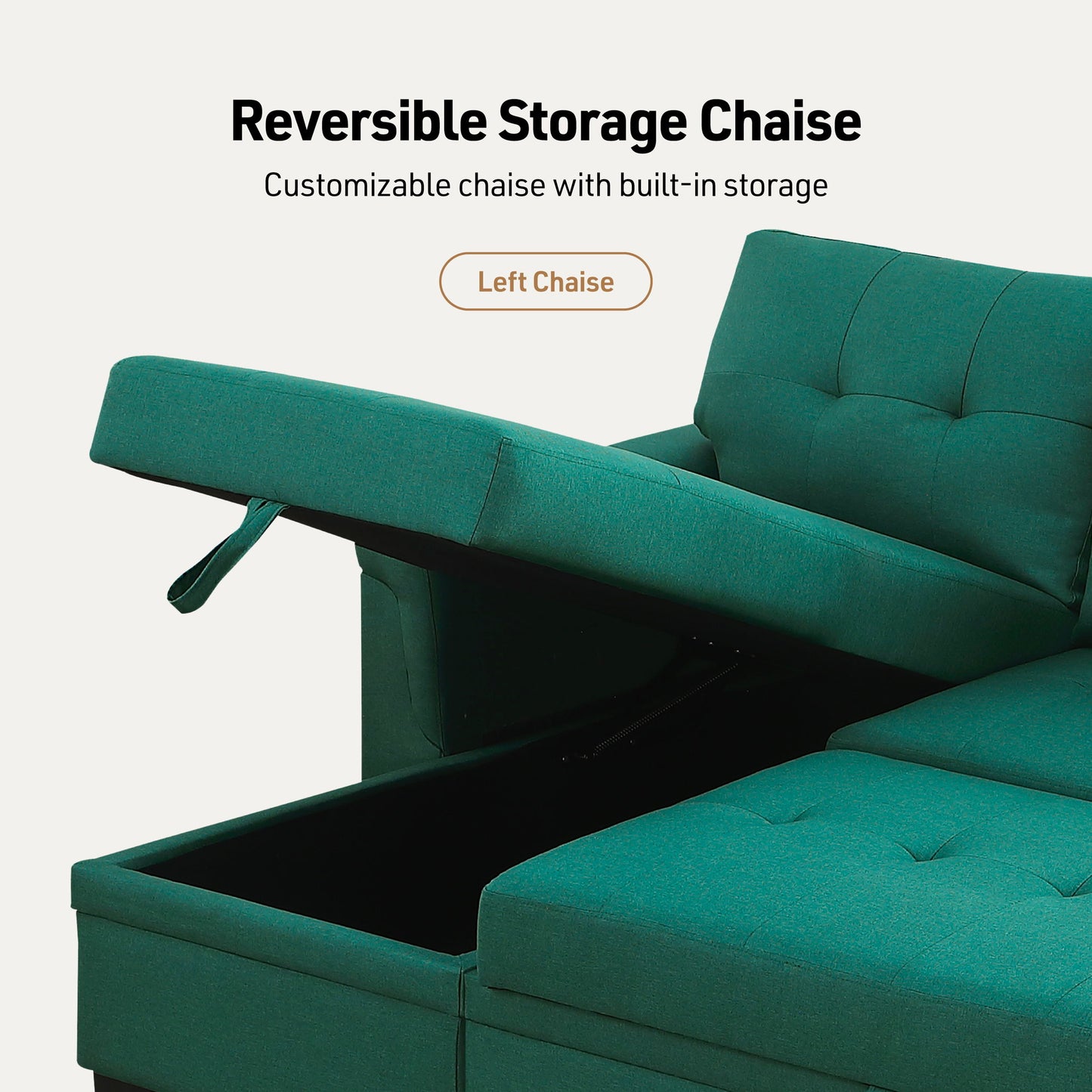 Lucca - Linen Reversible Sleeper Sectional Sofa With Storage Chaise