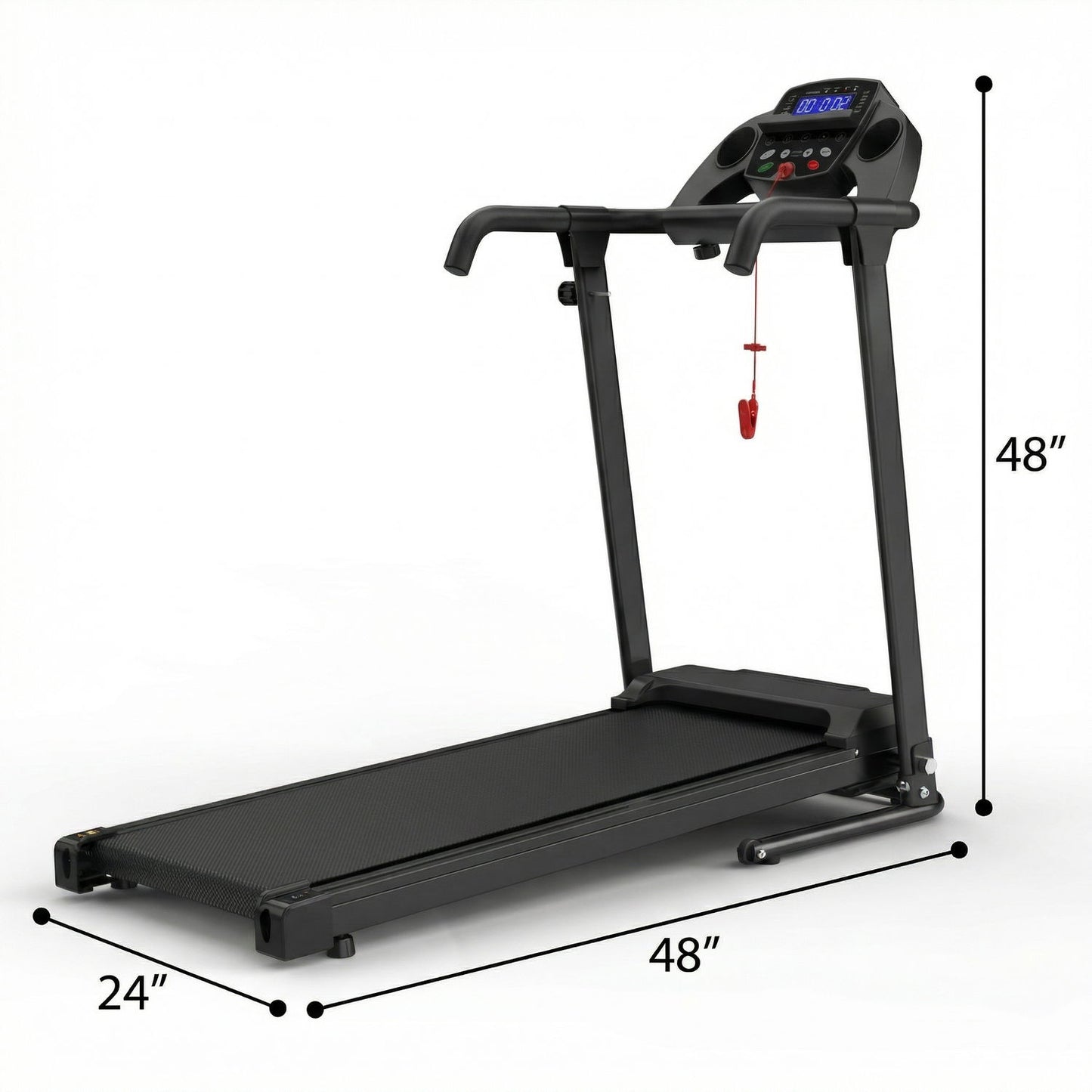 2.5Hp Portable Treadmill With Handles, App Control & LED Display - Black