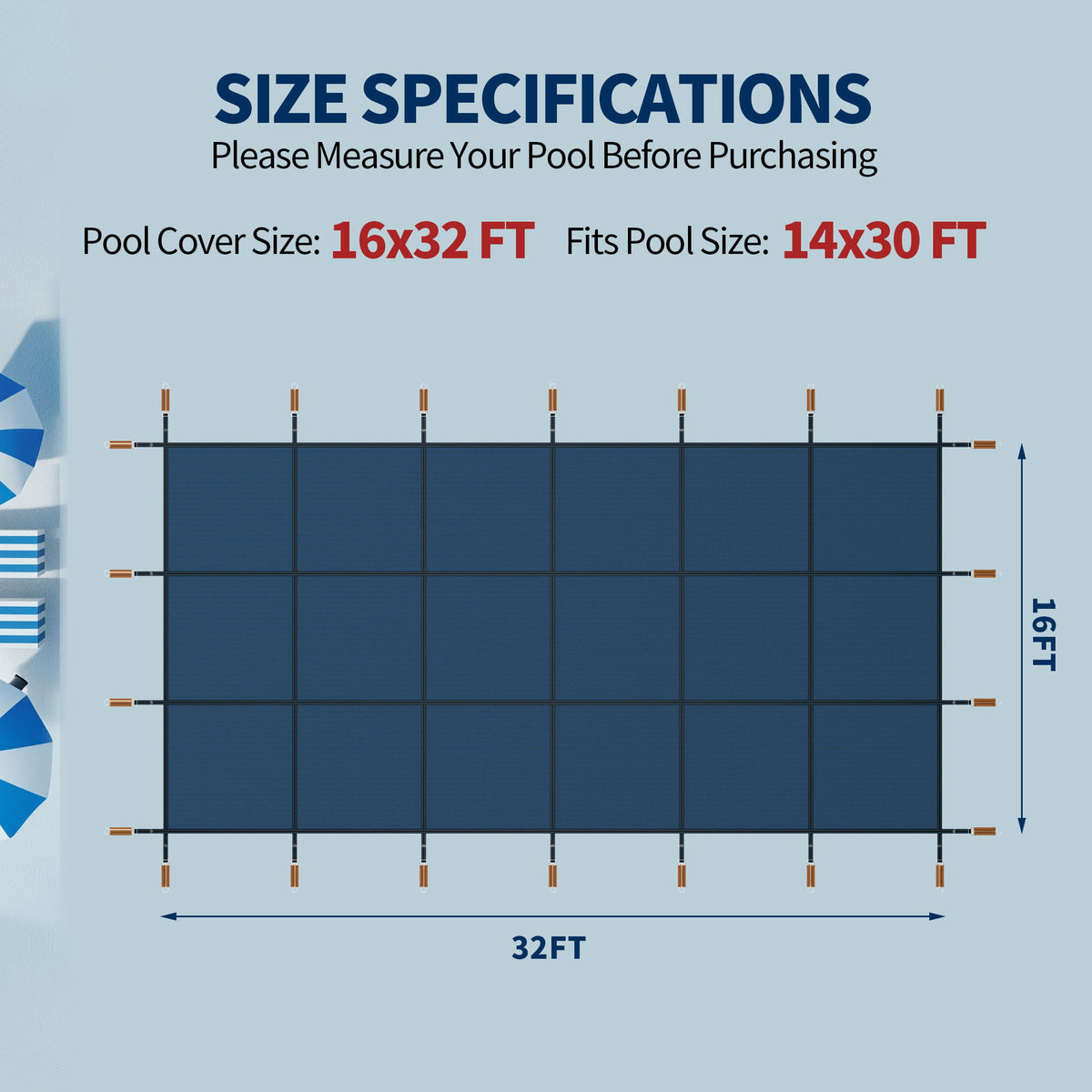 Swimming Pool Safety Cover - Blue