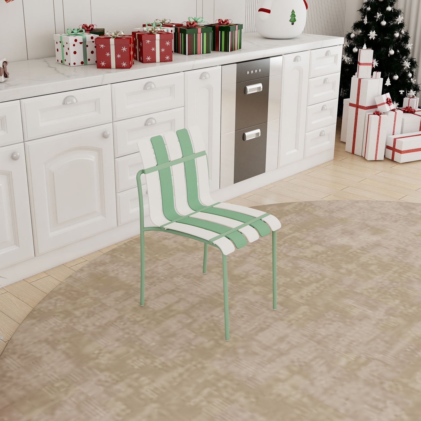 4 Piece Set Of Modern Color Block Designed Single Chairs