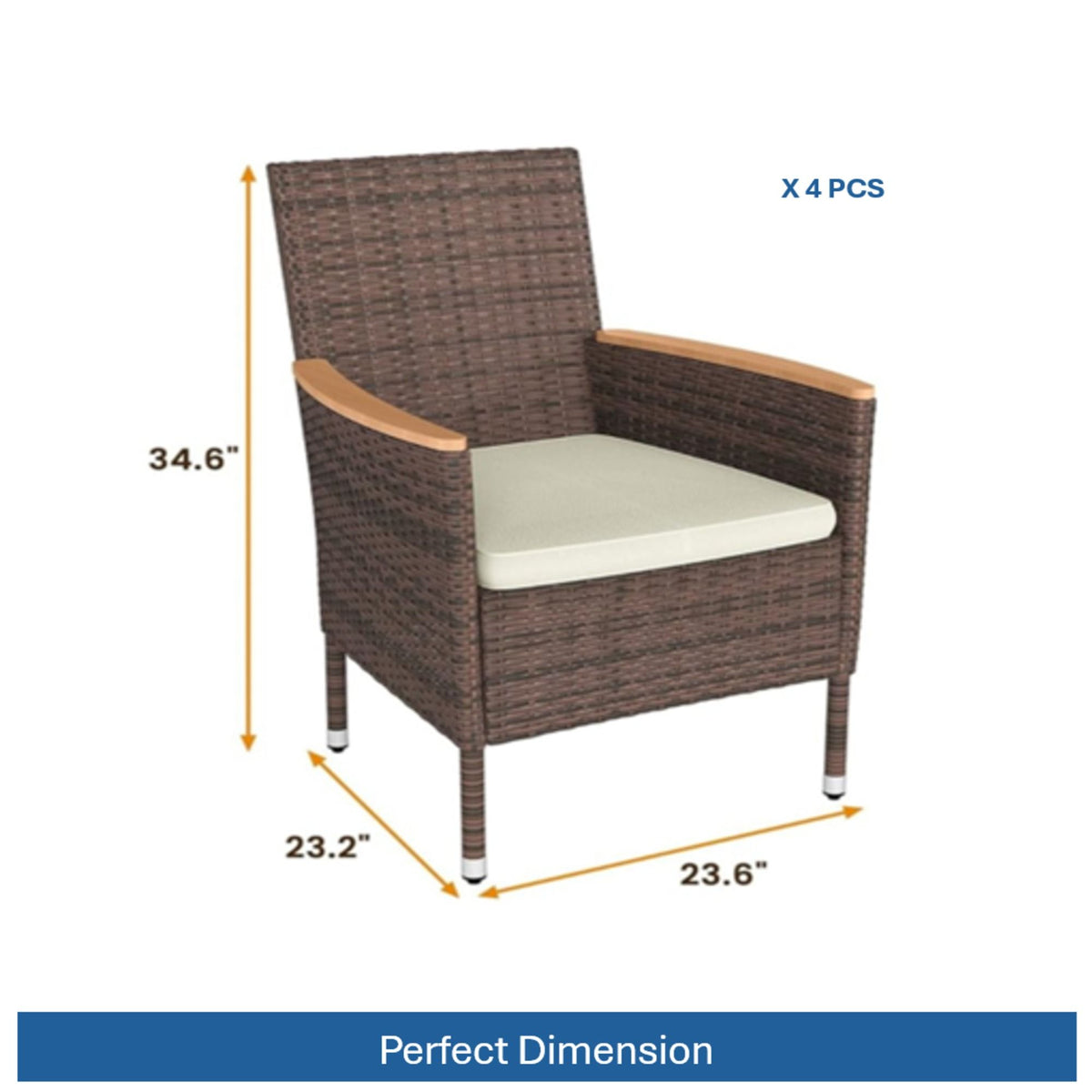 4 Piece All-Weather Patio Dining Chair Set