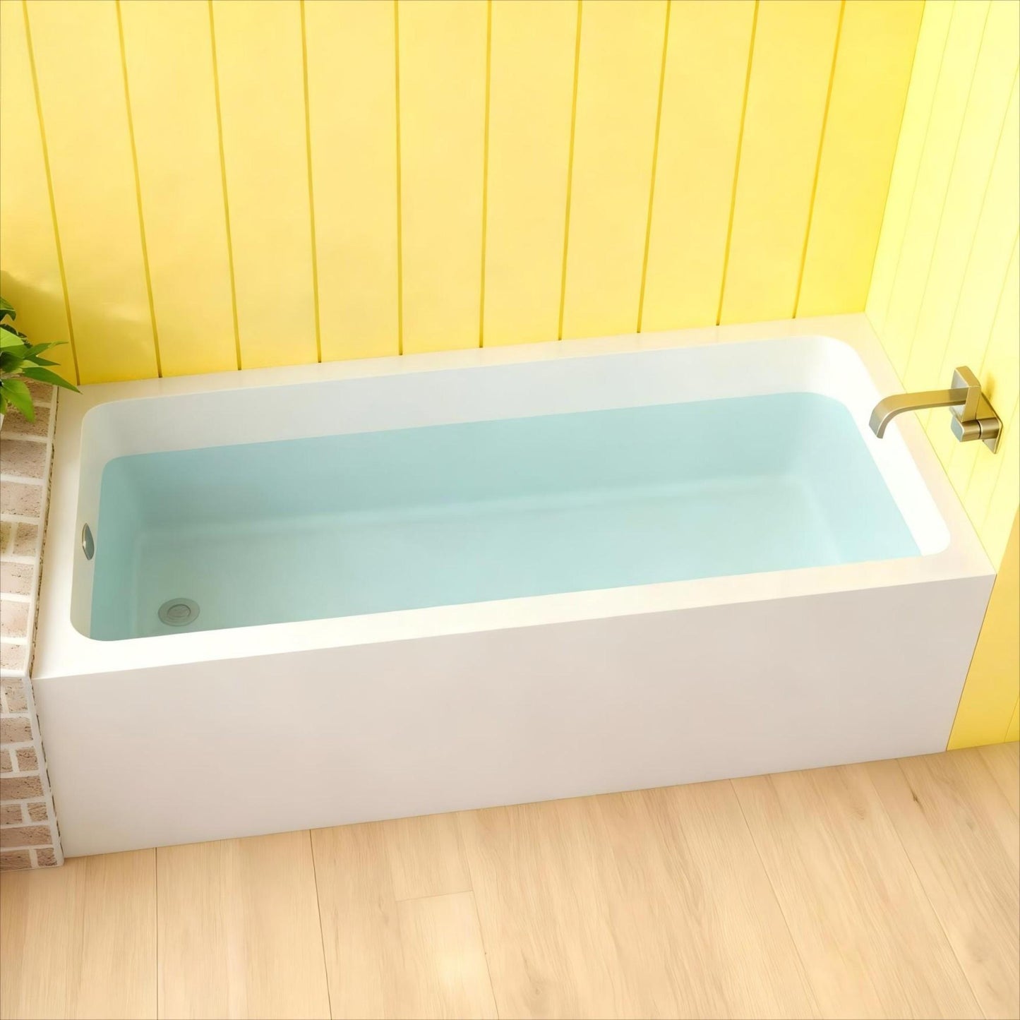 Alcove Soaking Bathtub With Skirt - Back-To-Wall Design, Compact - Glossy White