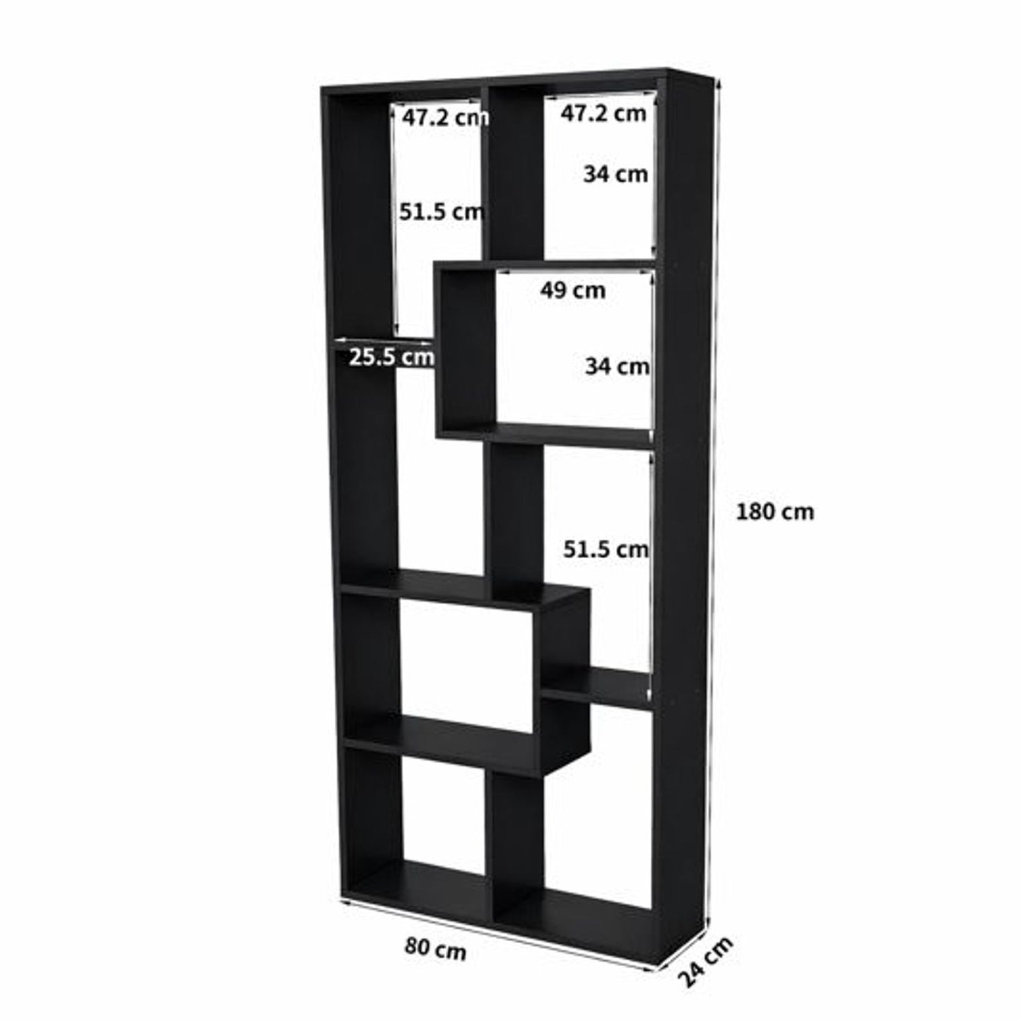 Asymmetrical Display Shelf & Bookcase, 5 Tier