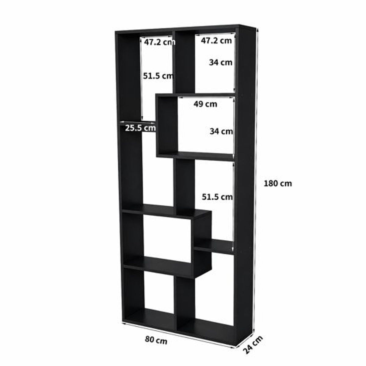 Asymmetrical Display Shelf & Bookcase, 5 Tier