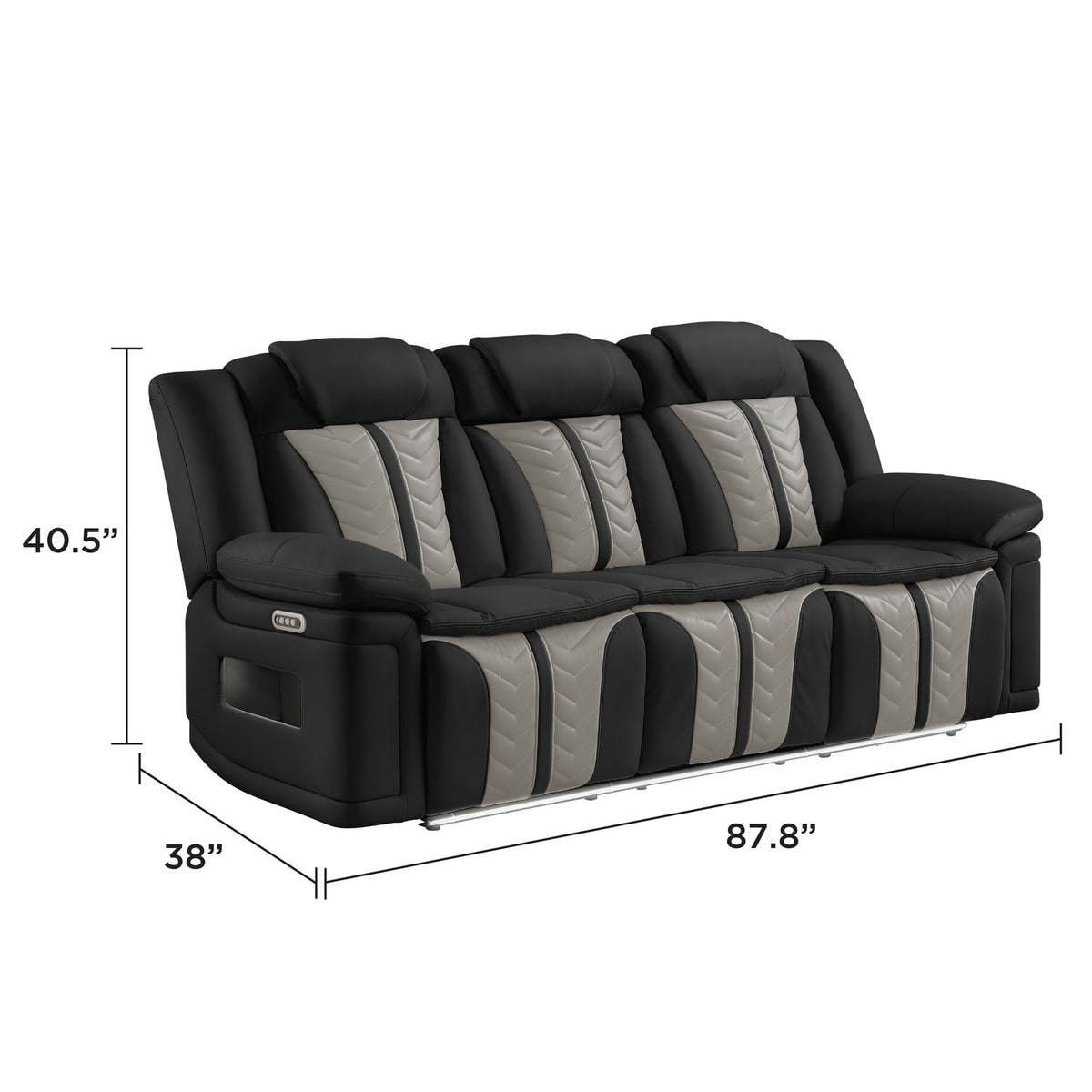 Cruiser - Power Reclining Sofa With Drop Down Table, Power Headrests, LED Lighting & Massage - Black / Beige
