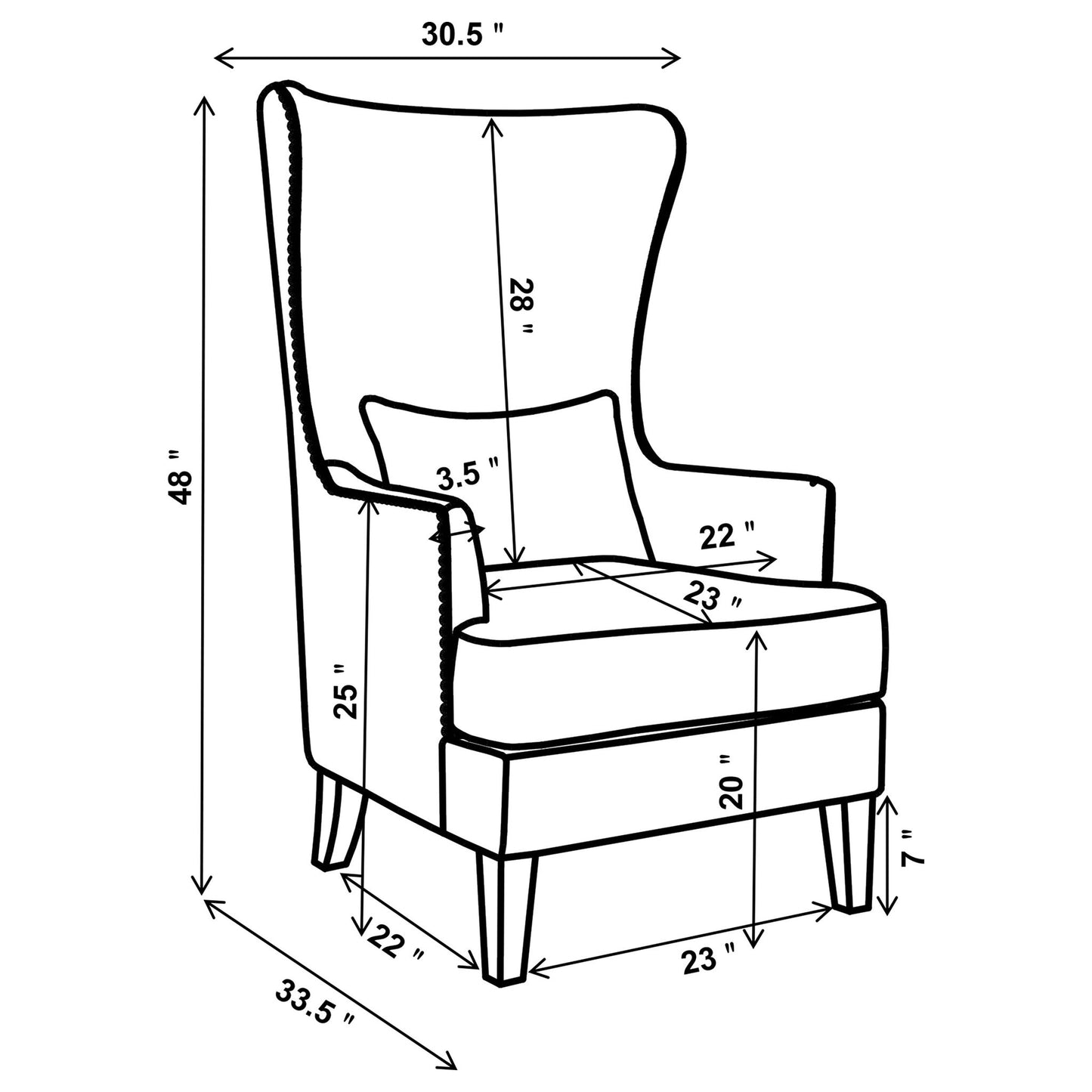 Lindstrom - Wingback Accent With Contoured Back - Ivory White